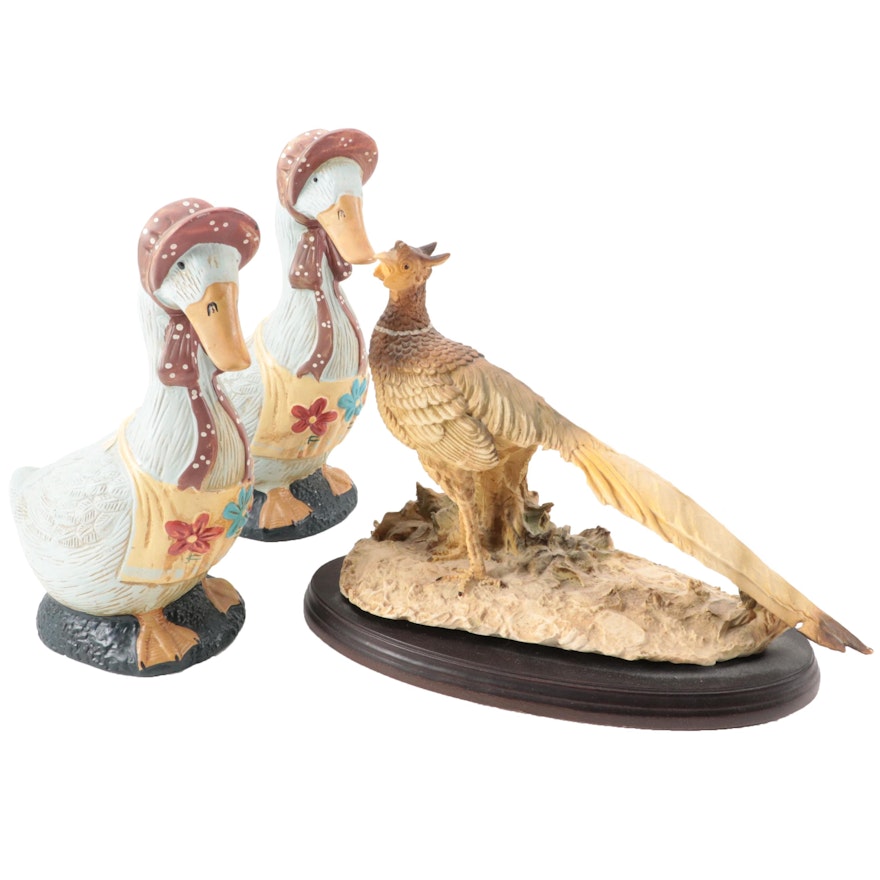 Ceramic Goose and Pheasant Figurines