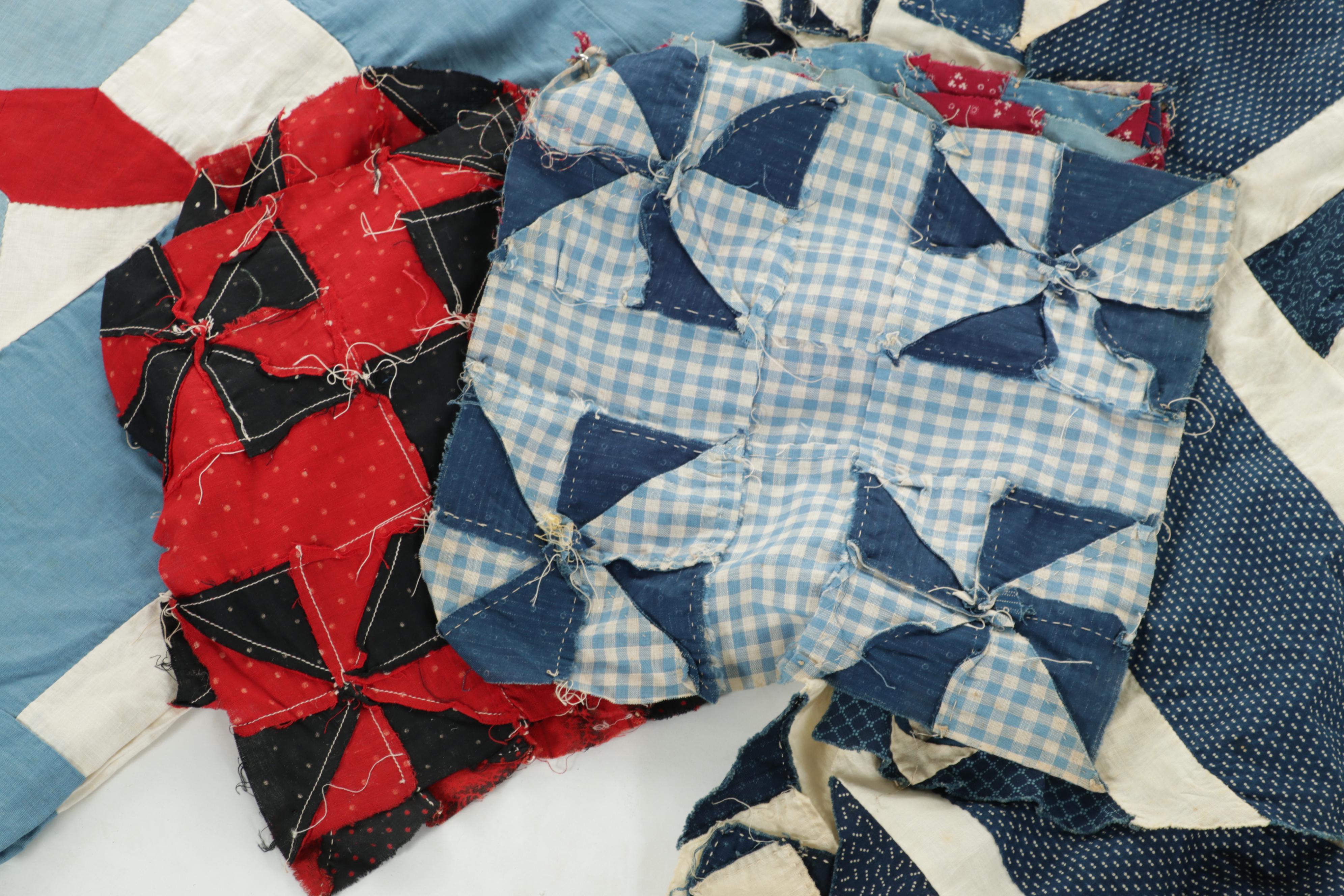 Embroidered Crib Quilt with Hand-Pieced Quilt Tops and Blocks, 20th Century