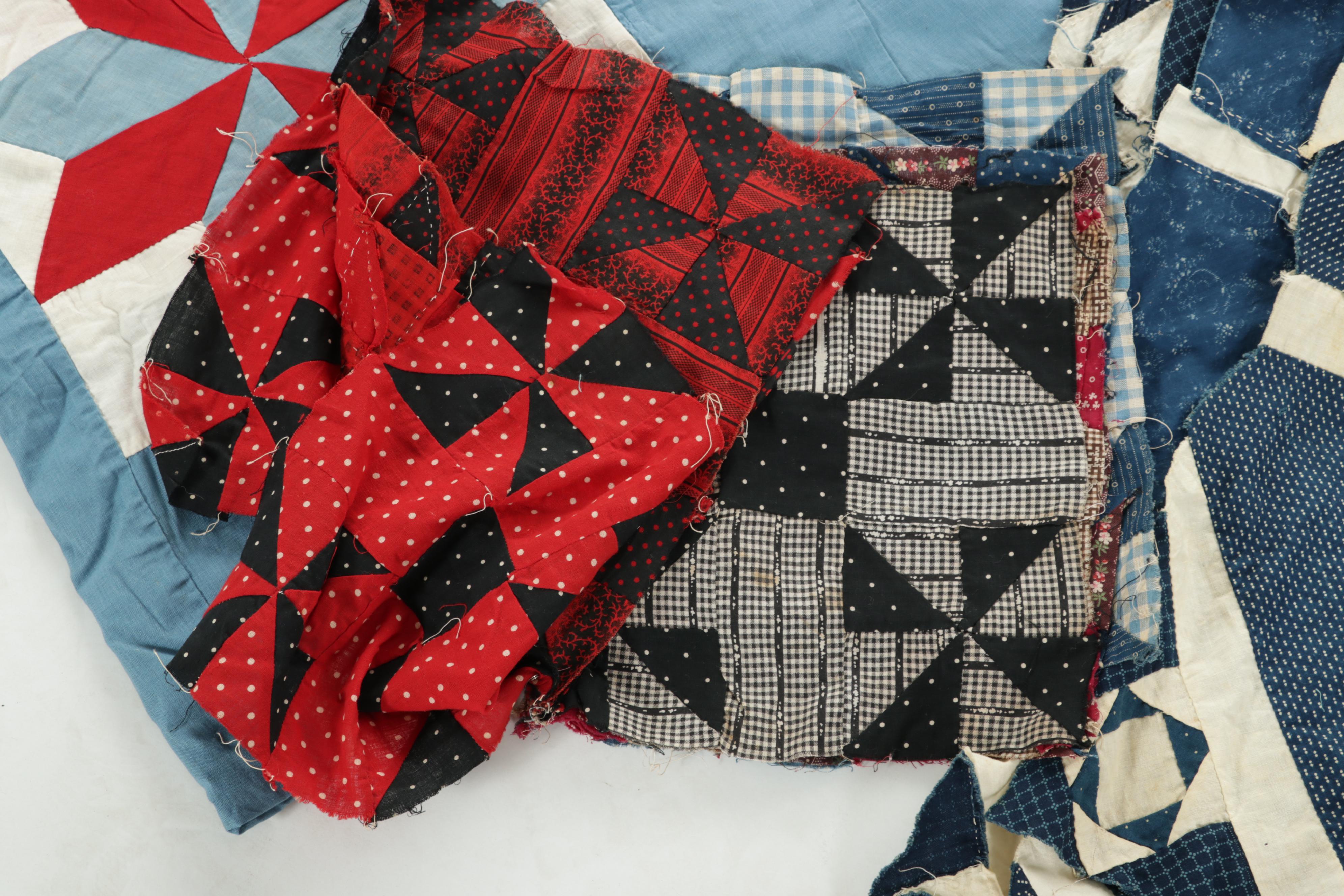 Embroidered Crib Quilt with Hand-Pieced Quilt Tops and Blocks, 20th Century