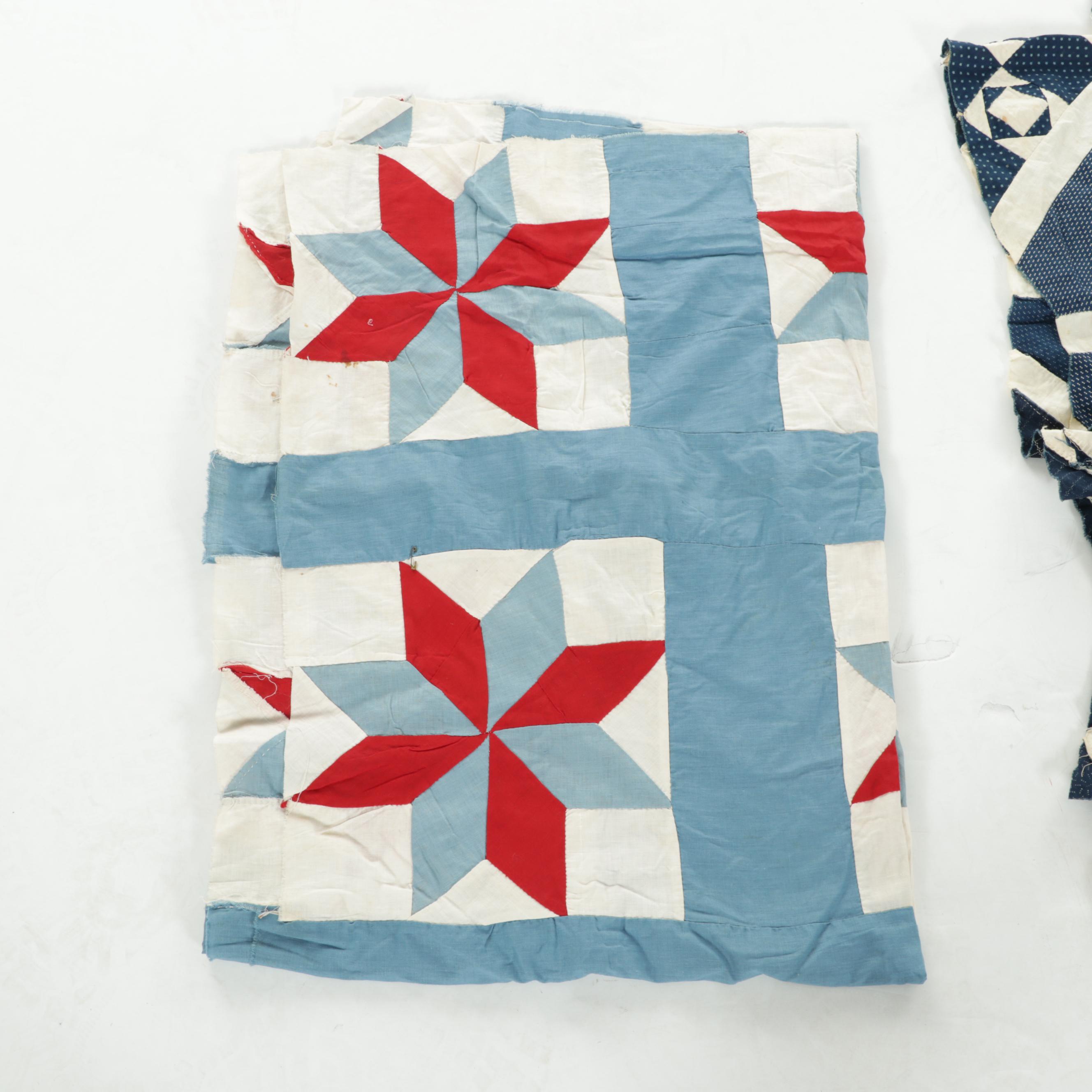 Embroidered Crib Quilt with Hand-Pieced Quilt Tops and Blocks, 20th Century