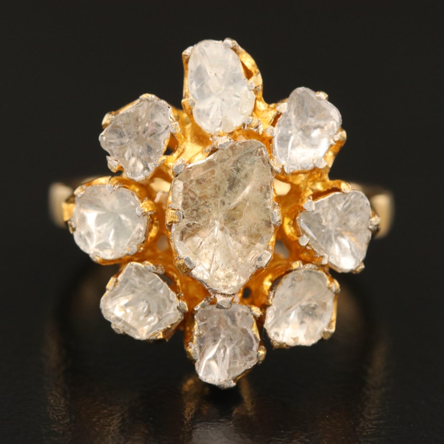 900 Silver Diamond Cluster Ring