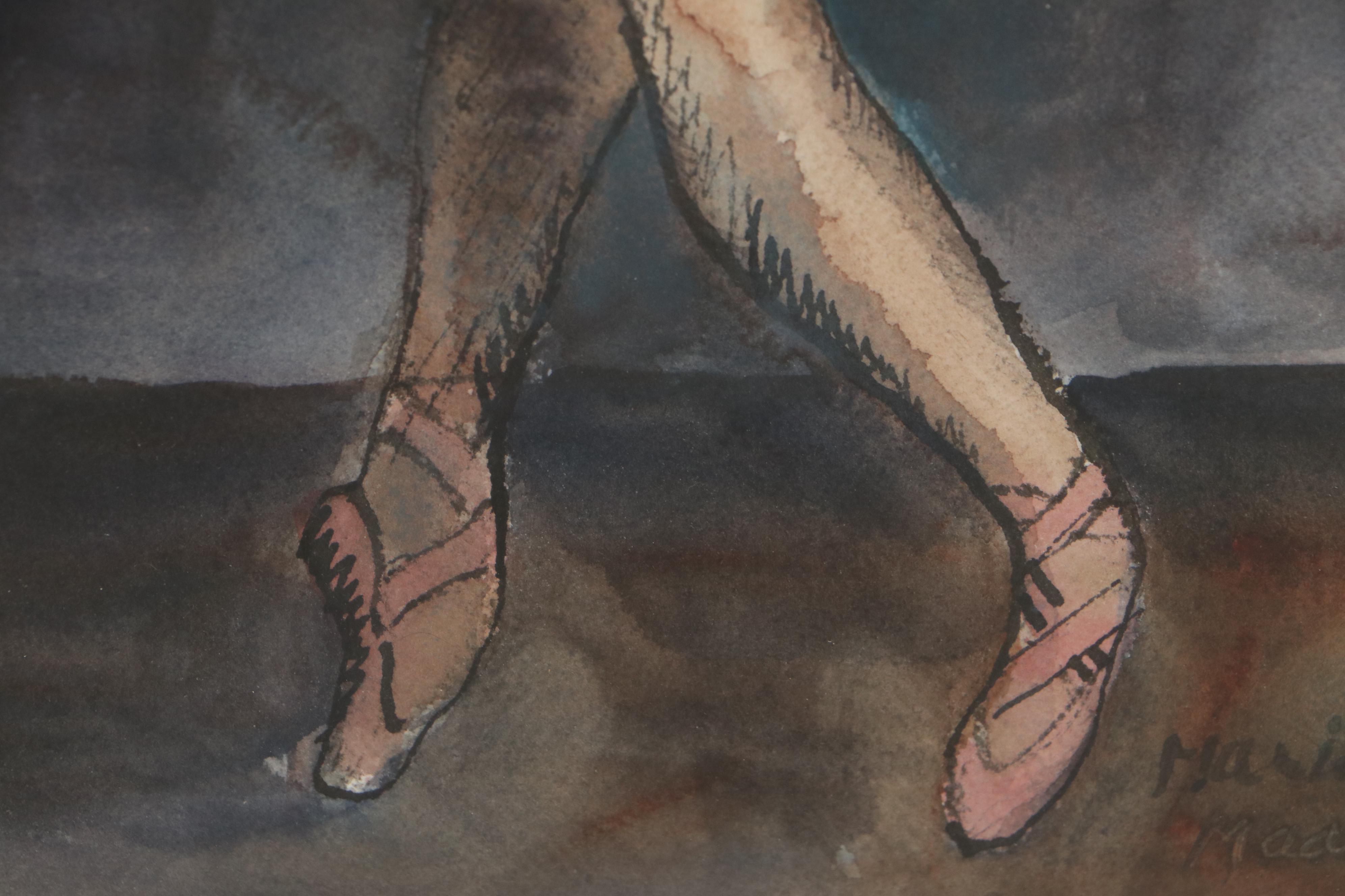Marion Maas Watercolor Painting of Ballerina