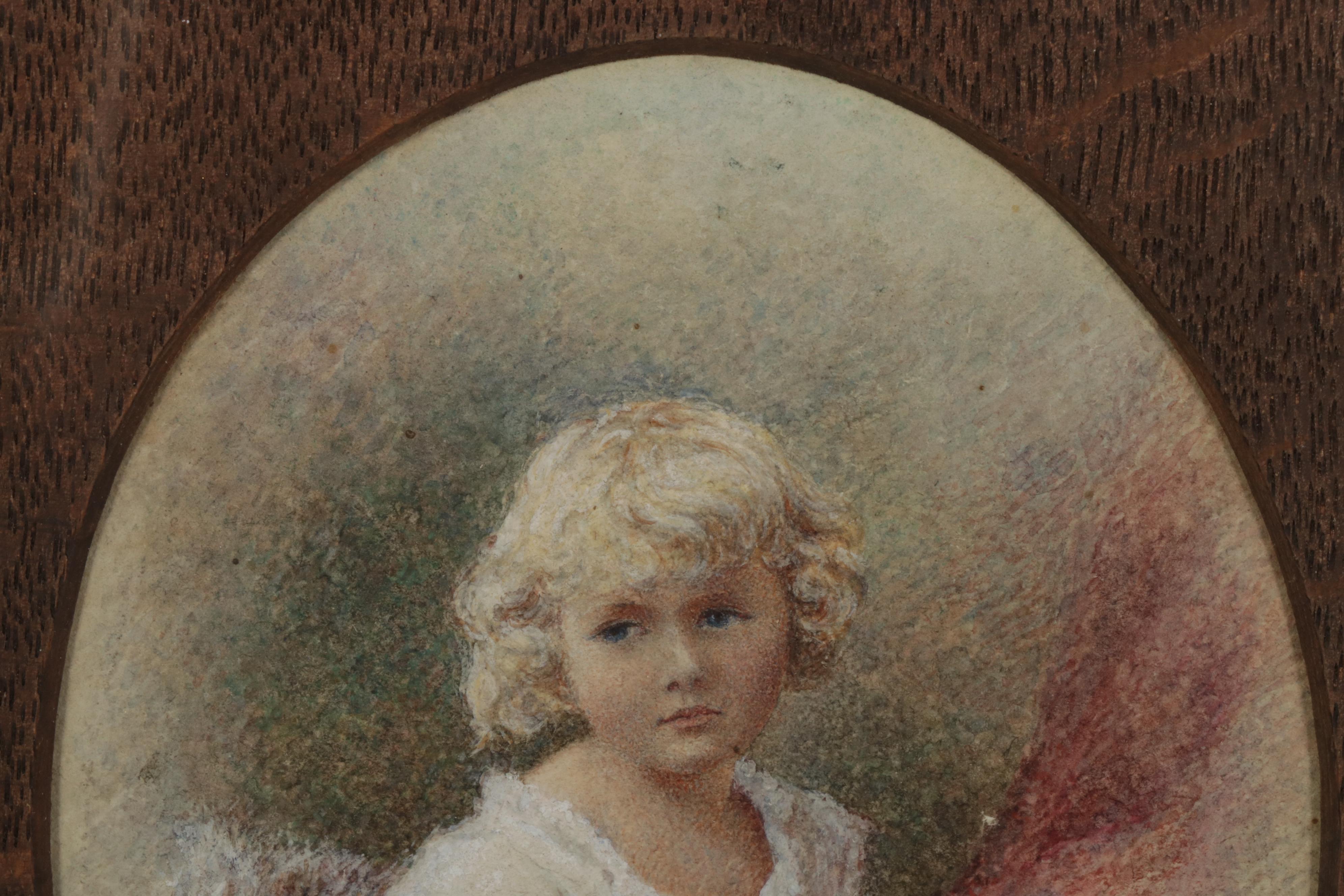 A. James Crayon Portrait of Young Child, Late 19th-Early 20th Century