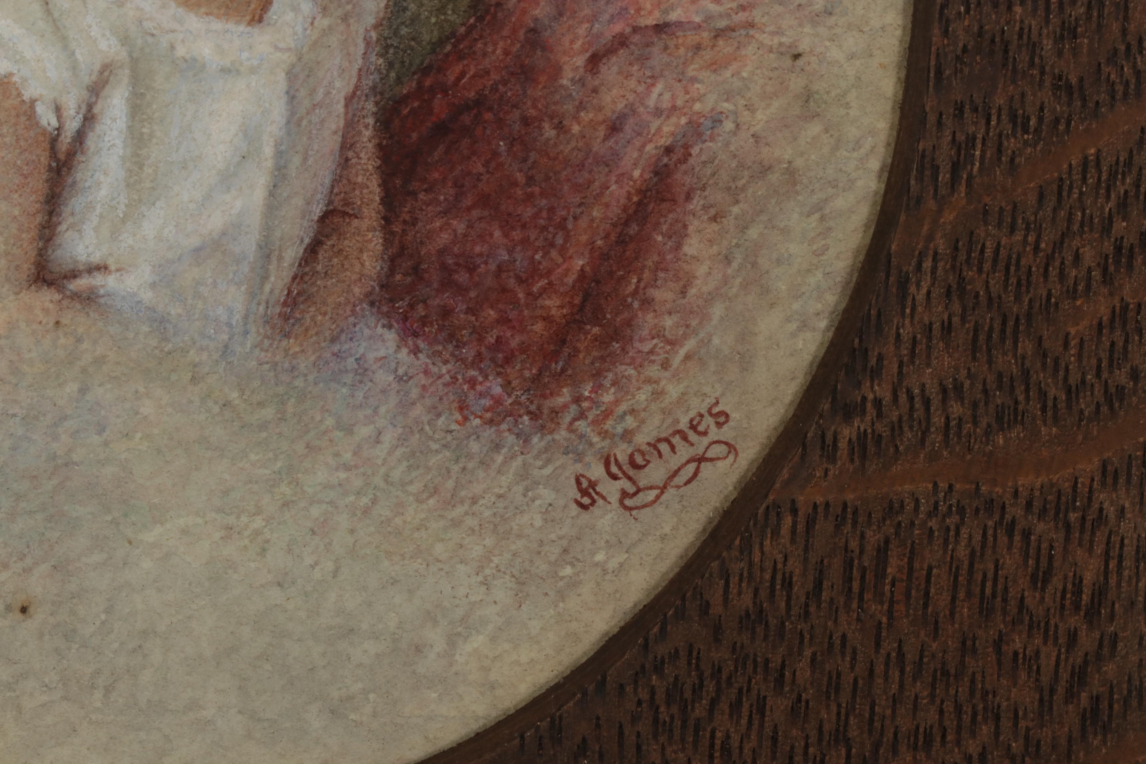 A. James Crayon Portrait of Young Child, Late 19th-Early 20th Century