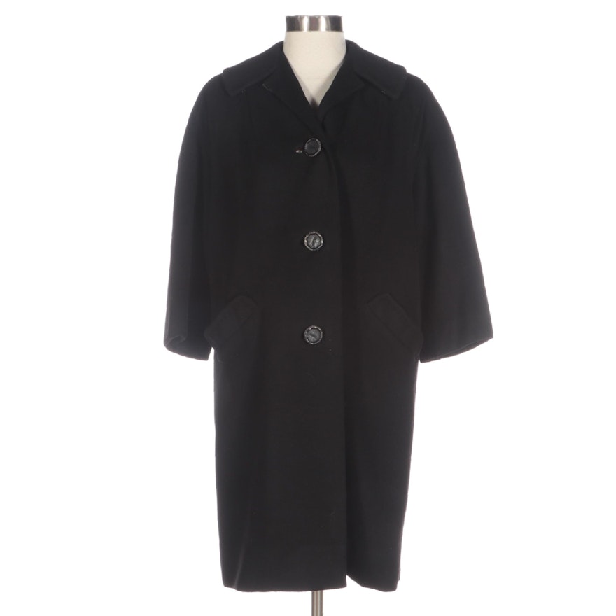 B. Forman Co. Coat in Black Cashmere with Bracelet-Length Sleeves