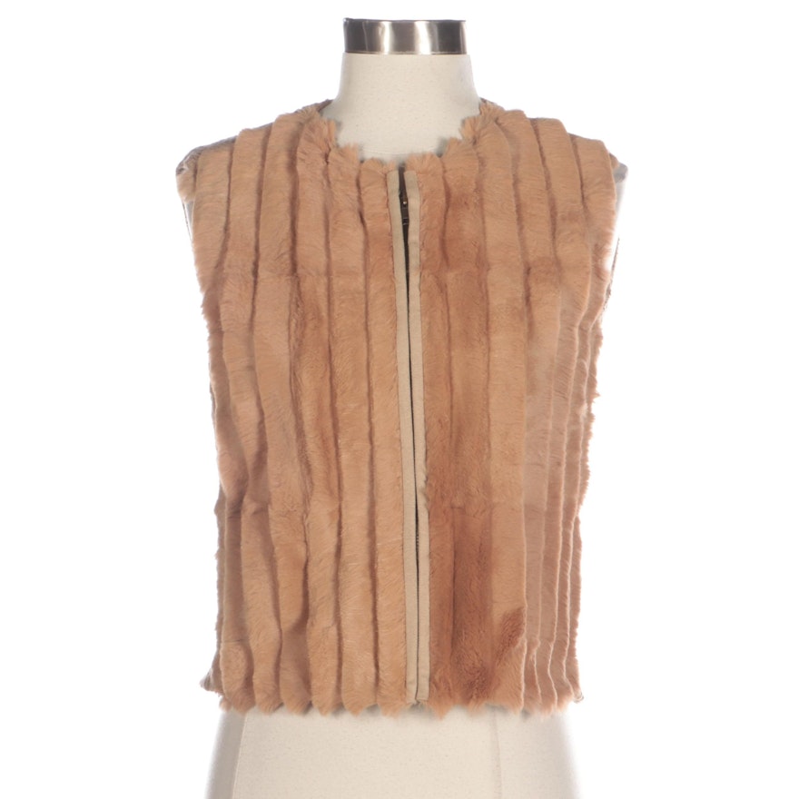 Cynthia Steffe Sheared Rabbit and Knit Zip-Front Vest