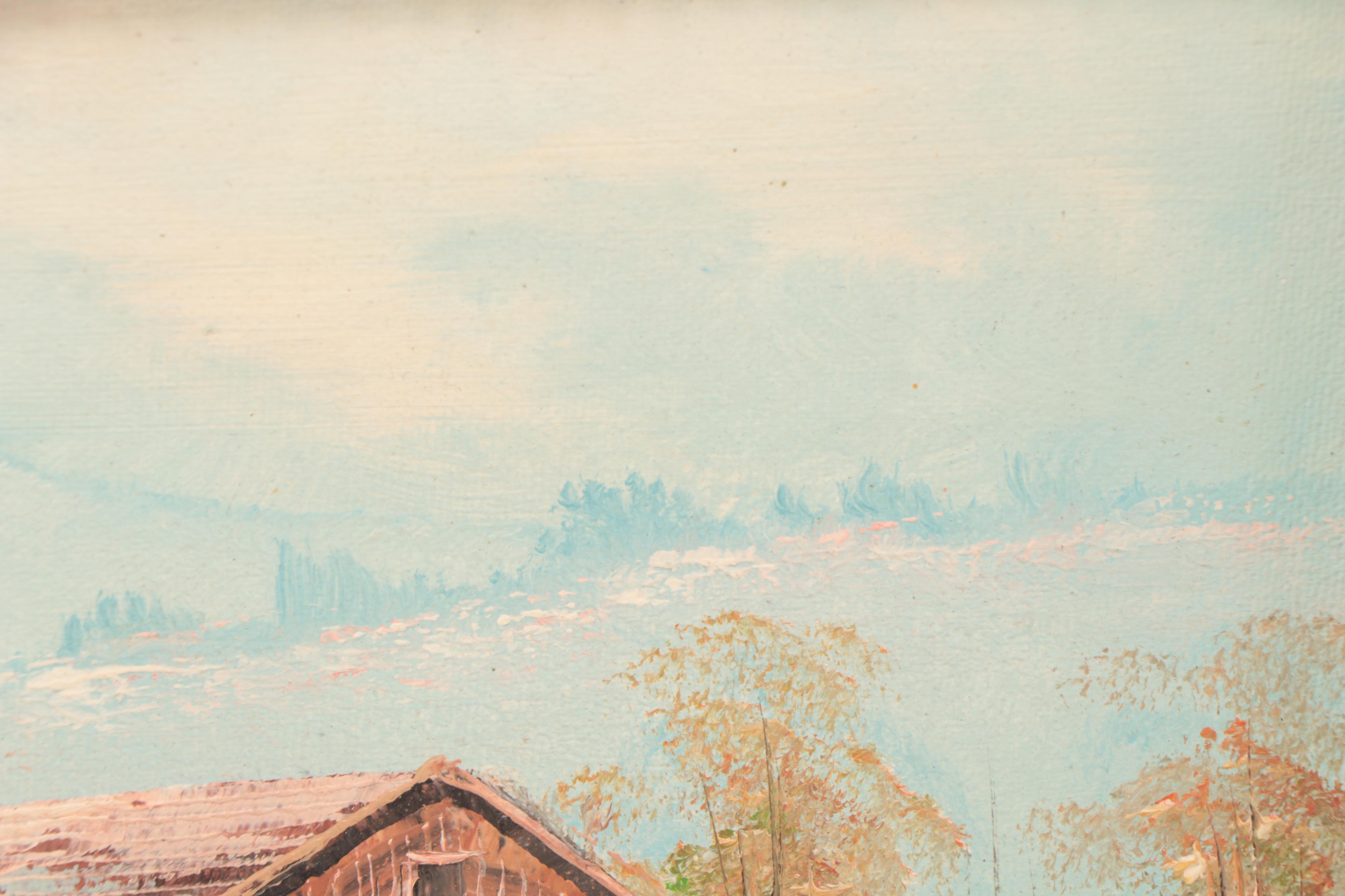 Landscape Oil Painting of Covered Bridge