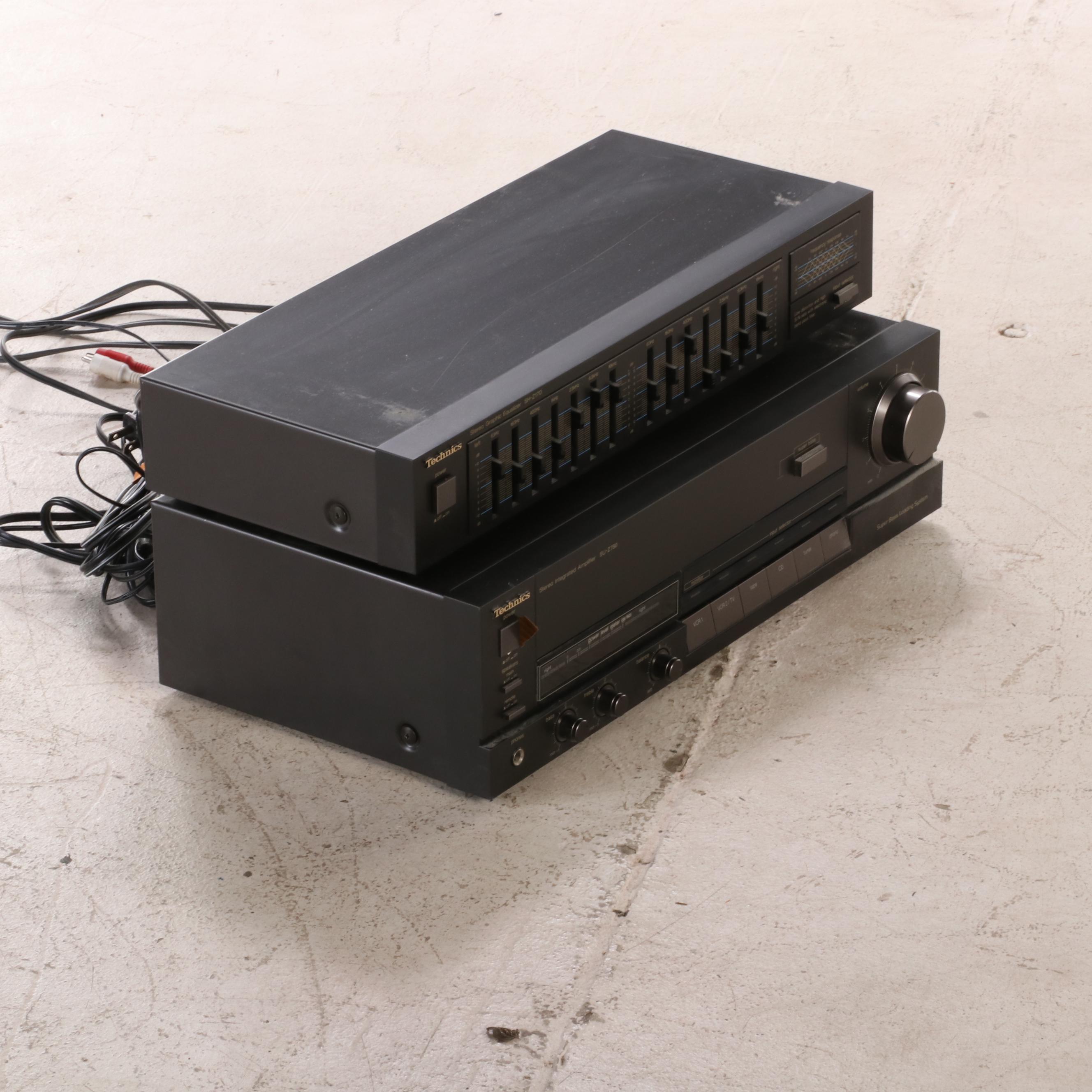 Sony CD Player with Technics Turntable, Cassette Deck, and Amplifier