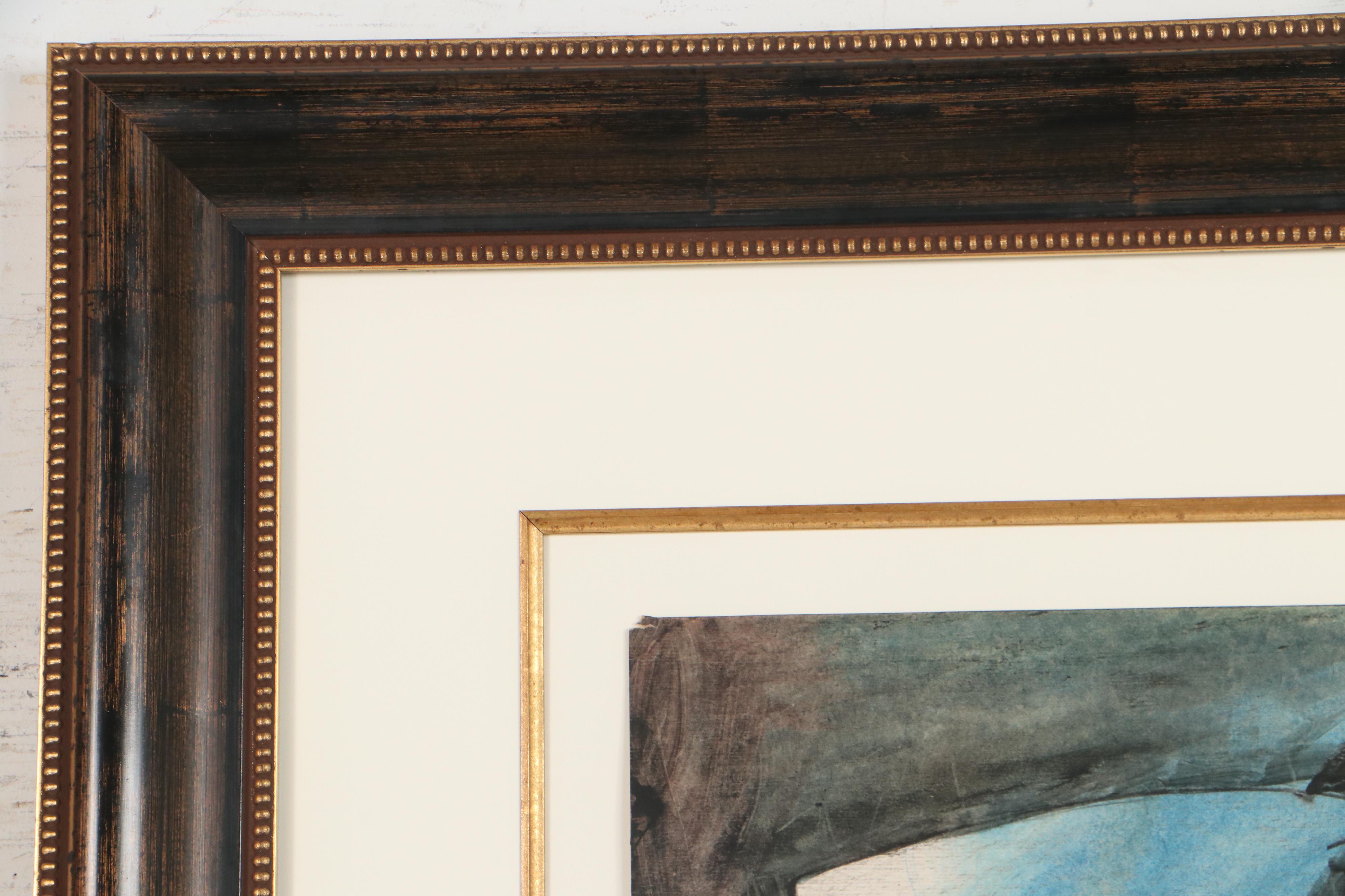 Jens Jensen Abstract Mixed Media Oil Painting "Women Running"