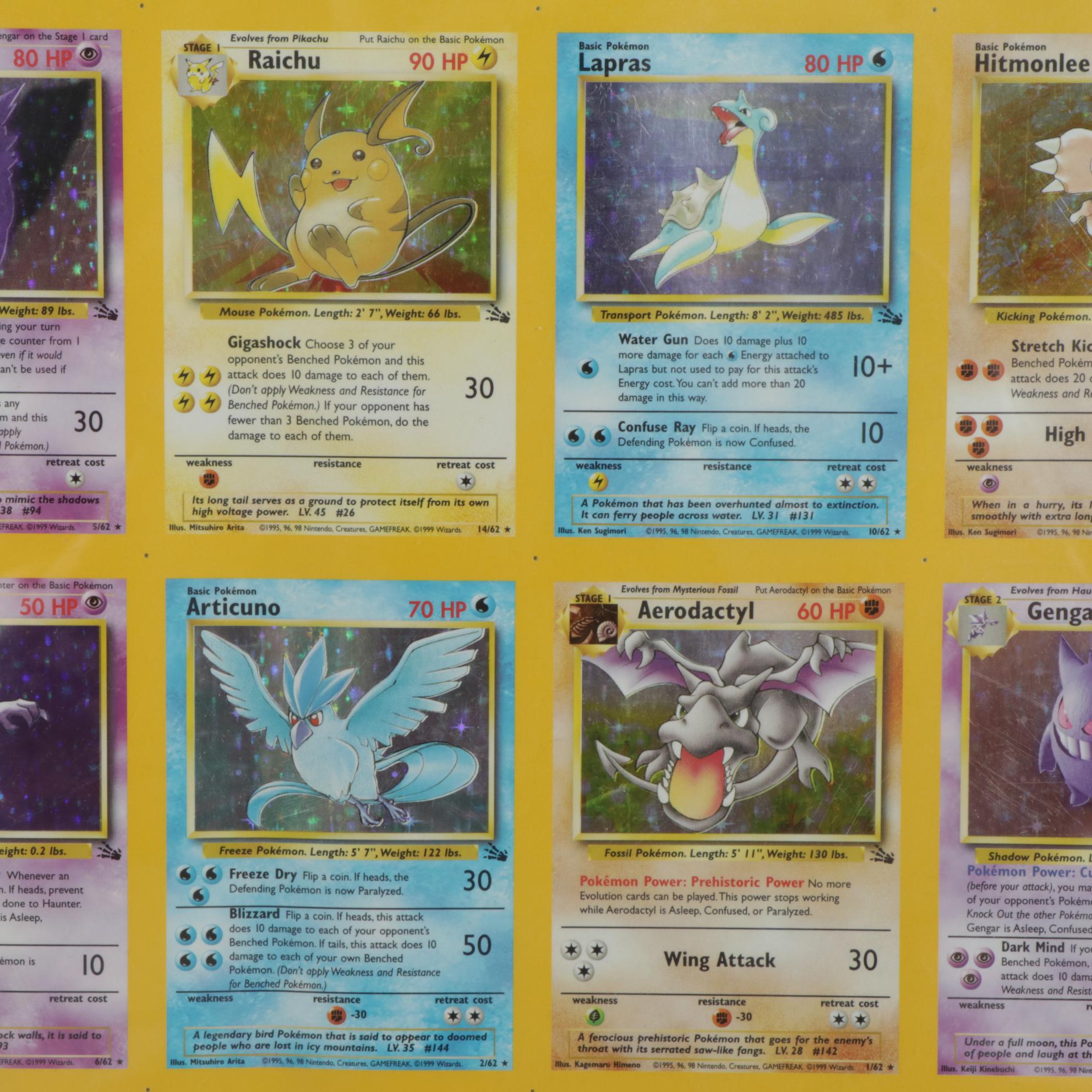 1999 Pokémon "Fossil" First Edition Holographic 110 Card Uncut Sheet