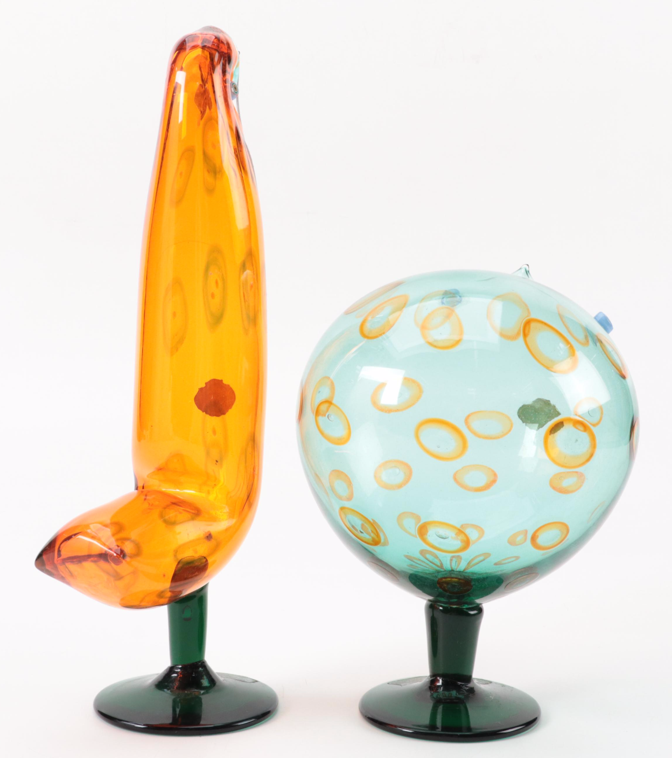 Italian Blown for Anita Kott Alessandro Pianon for Vistosi Style Art Glass Birds