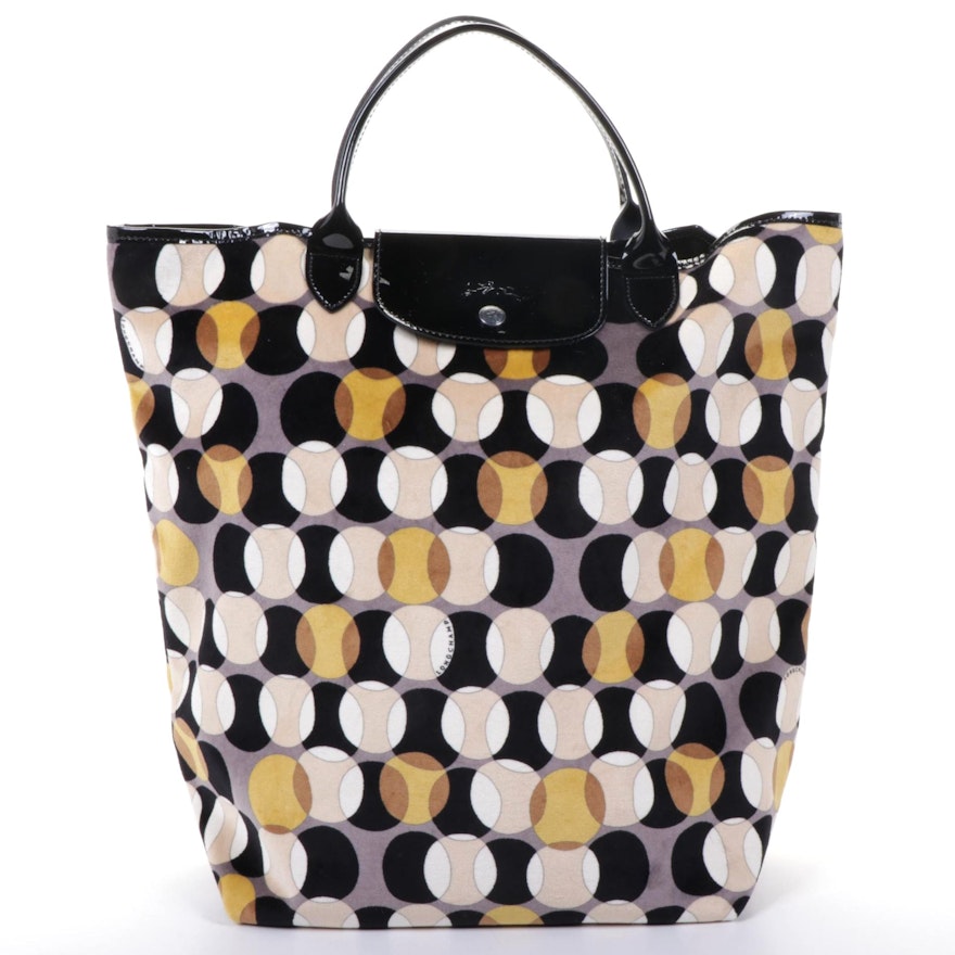 Longchamp Le Pliage Pois Velvet Shopper Tote Bag