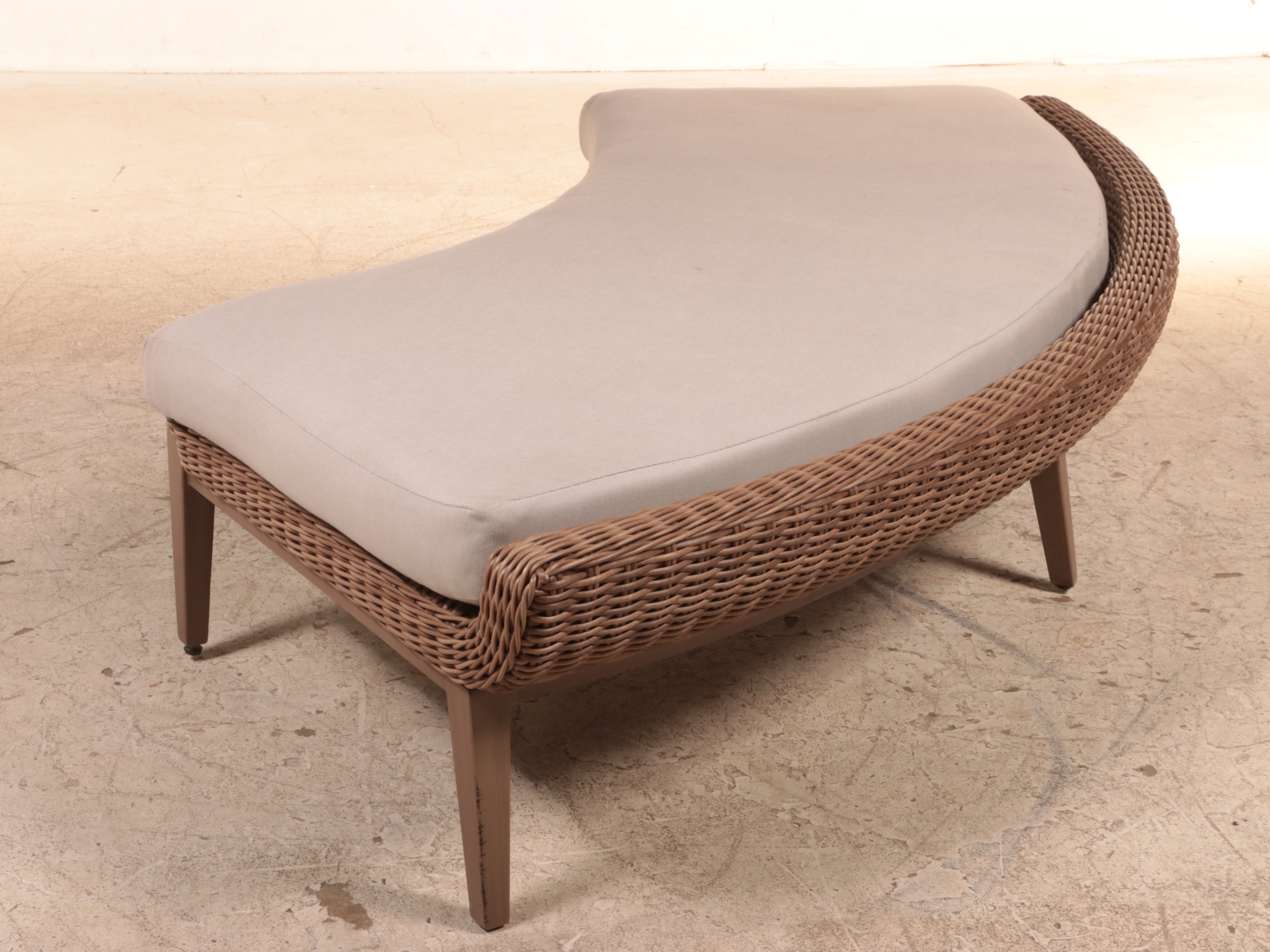 Frontgate "Sotto" Resin Wicker and Powder-Coated Aluminum Curved Ottoman