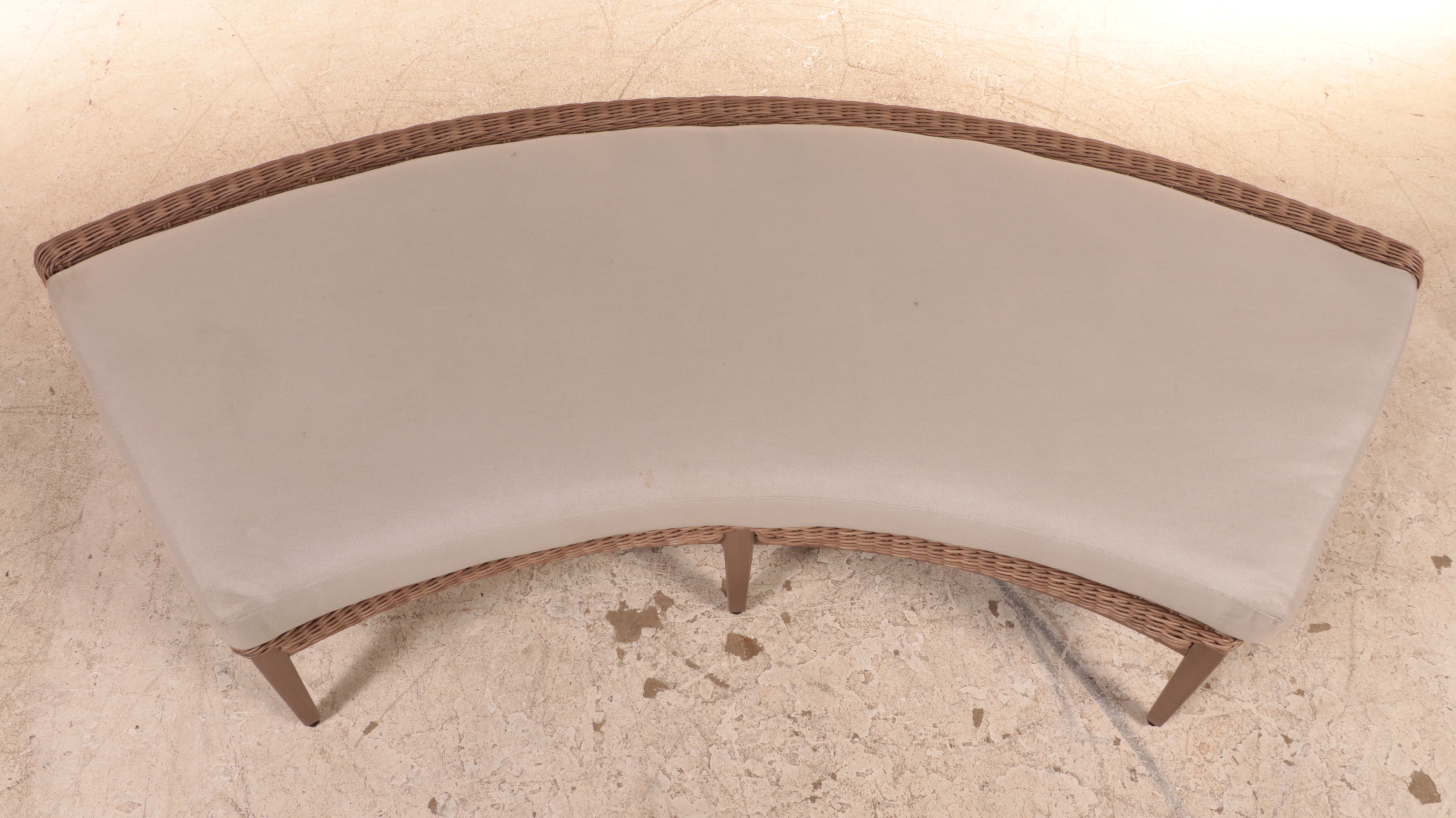 Frontgate "Sotto" Resin Wicker and Powder-Coated Aluminum Curved Ottoman