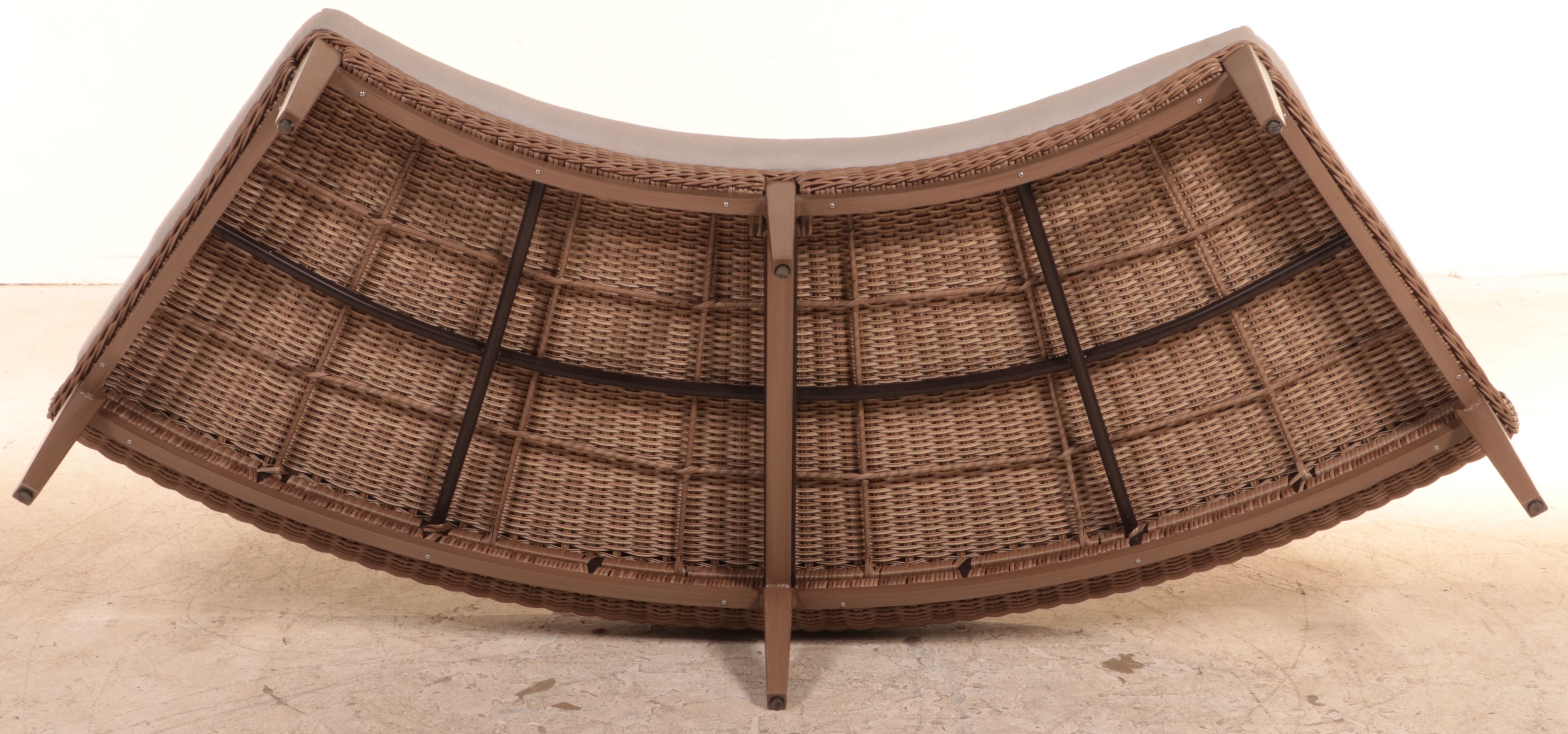 Frontgate "Sotto" Resin Wicker and Powder-Coated Aluminum Curved Ottoman