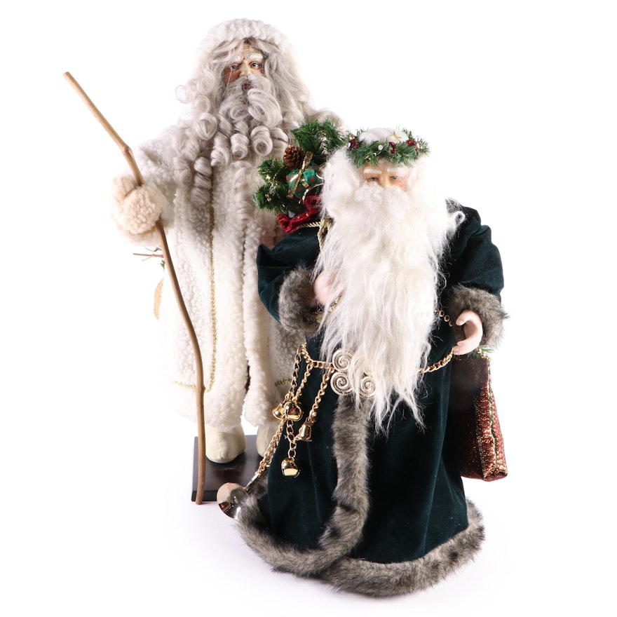 Two Old World Style Santa Claus Figurines