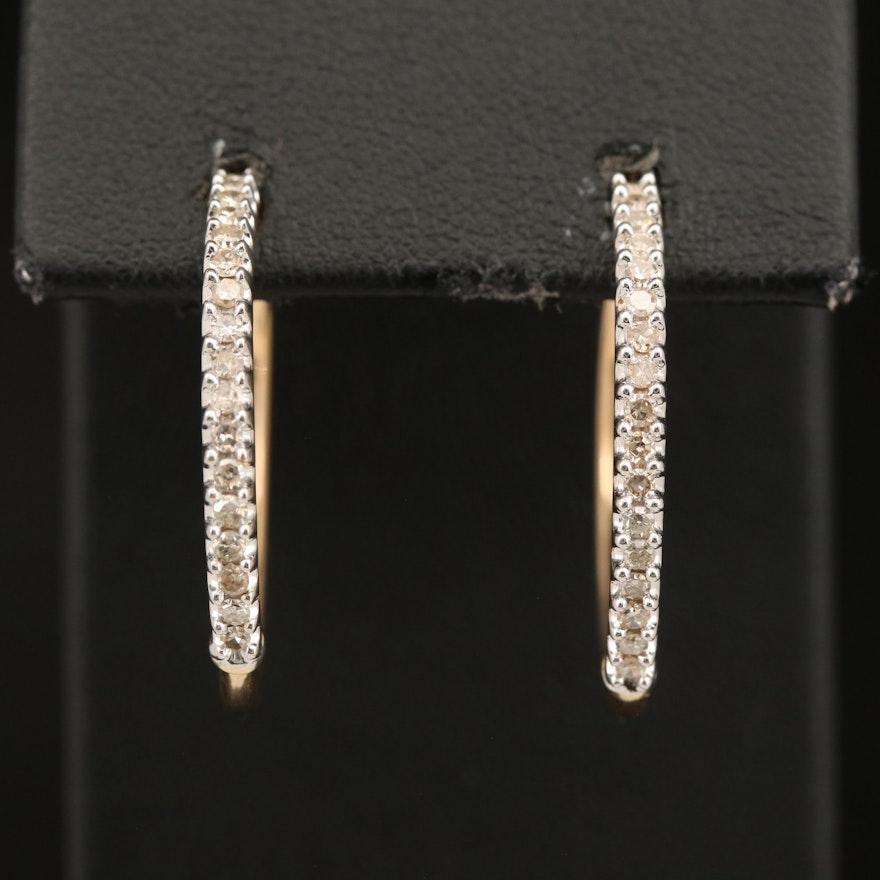 10K 0.51 CTW Diamond Hoop Earrings