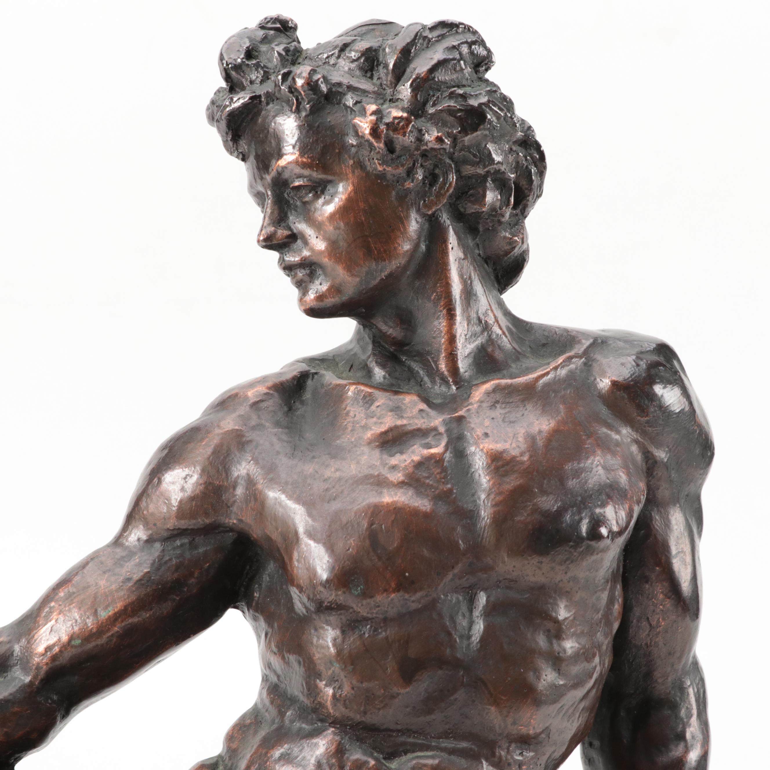 Cold Cast Bronze Sculpture In the Style of Michelangelo's "The Creation of Adam"