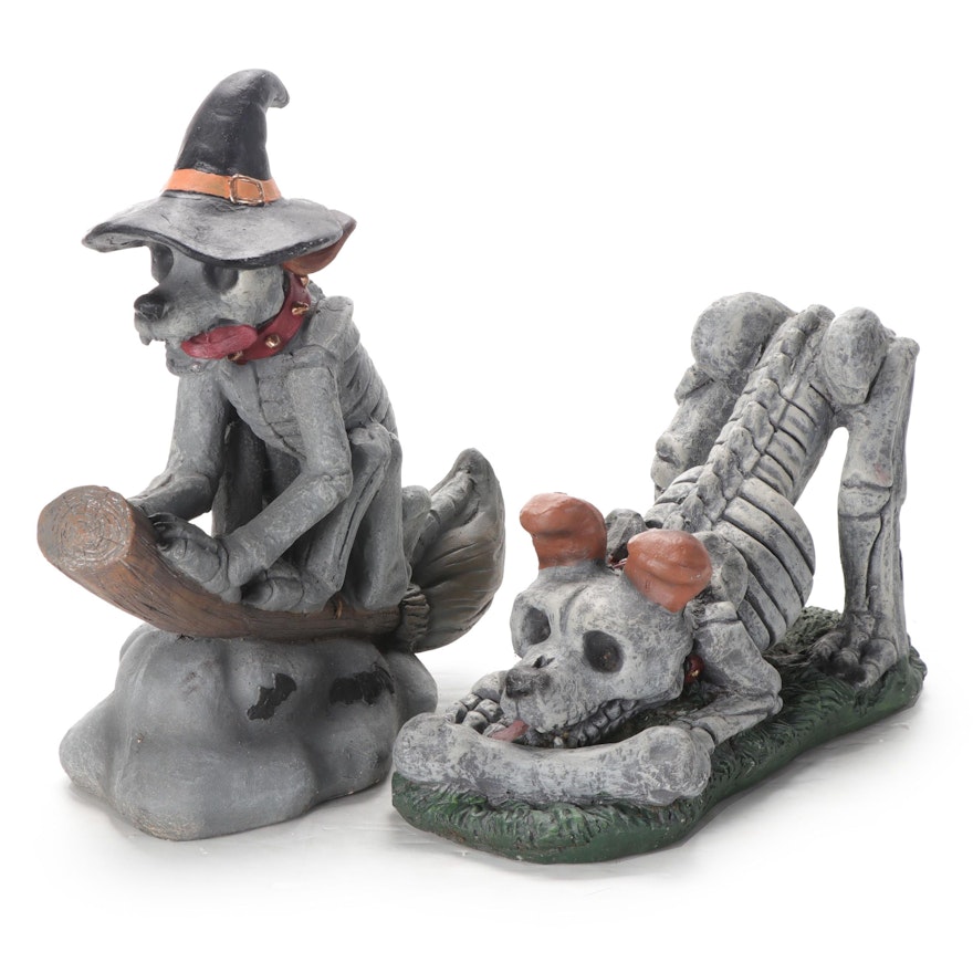 Halloween Skeleton Dog Cast Resin Garden Statues