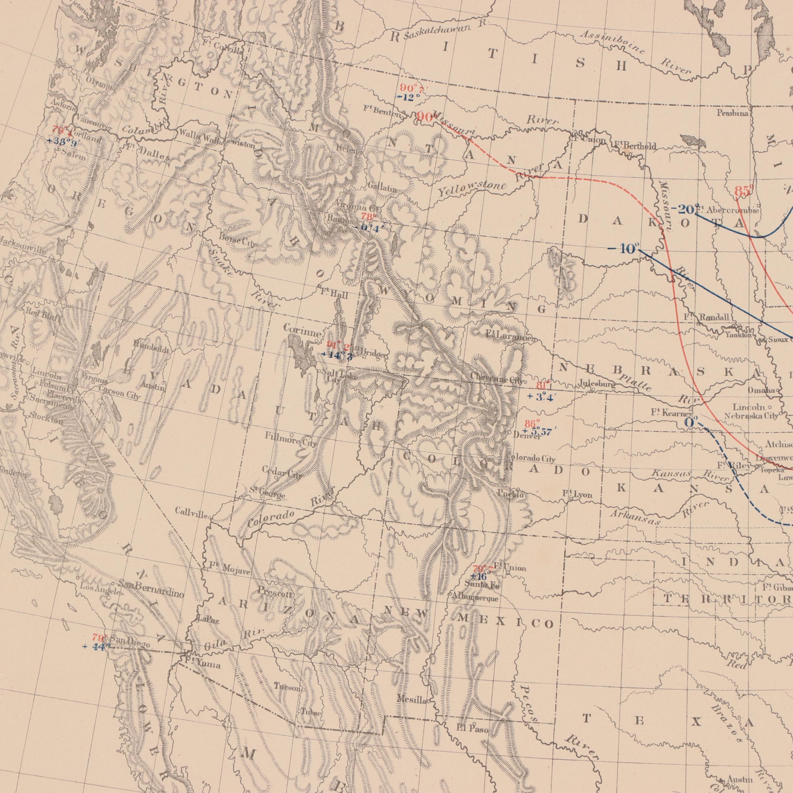 Francis Amasa Walker Color Lithograph of Climate Map, 1874