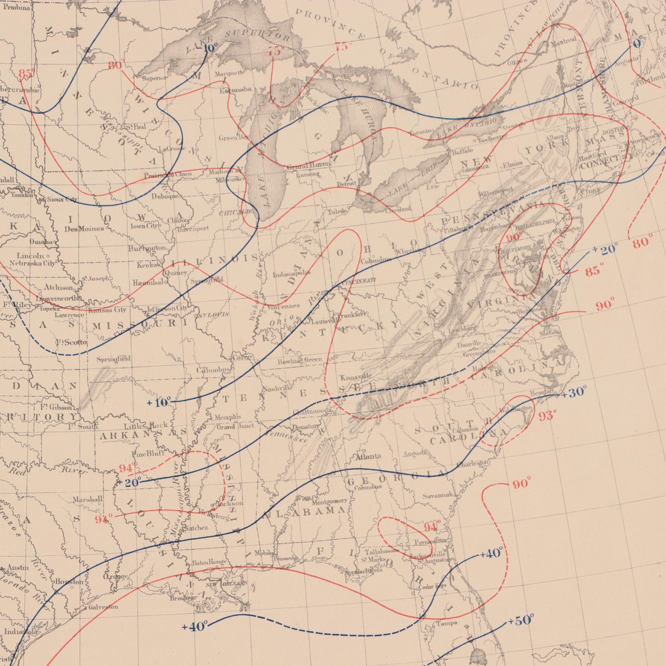 Francis Amasa Walker Color Lithograph of Climate Map, 1874