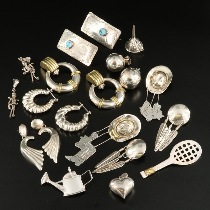 Sterling Jewelry Including Southwestern Sterling, Turquoise and Peter Vaida