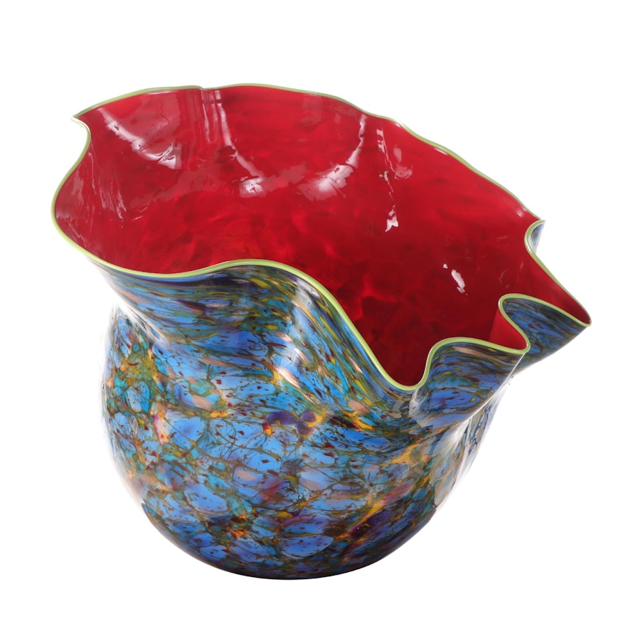 Dale Chihuly Blown Glass Macchia Vase on Stand