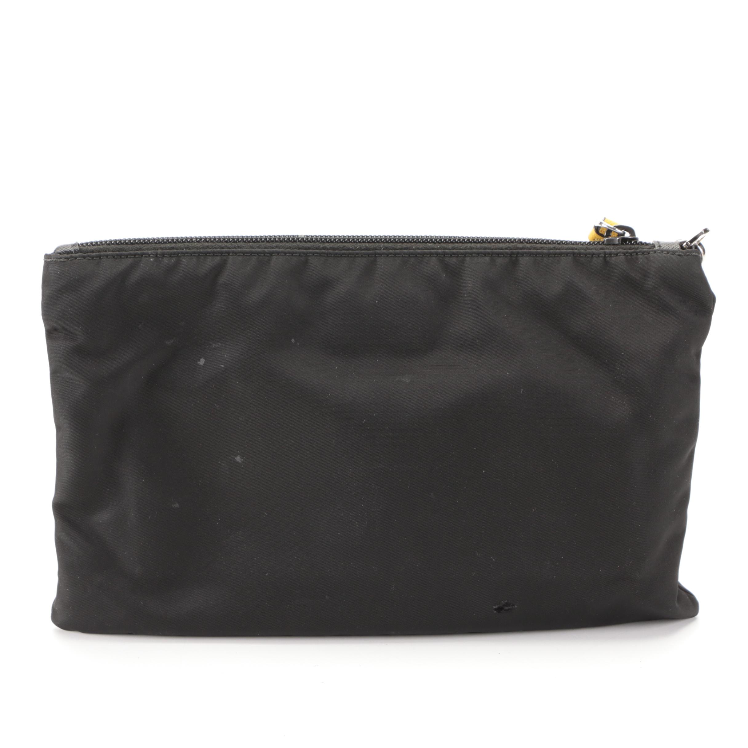 Prada Wristlet in Black, Camouflage, and Green Tessuto Nylon