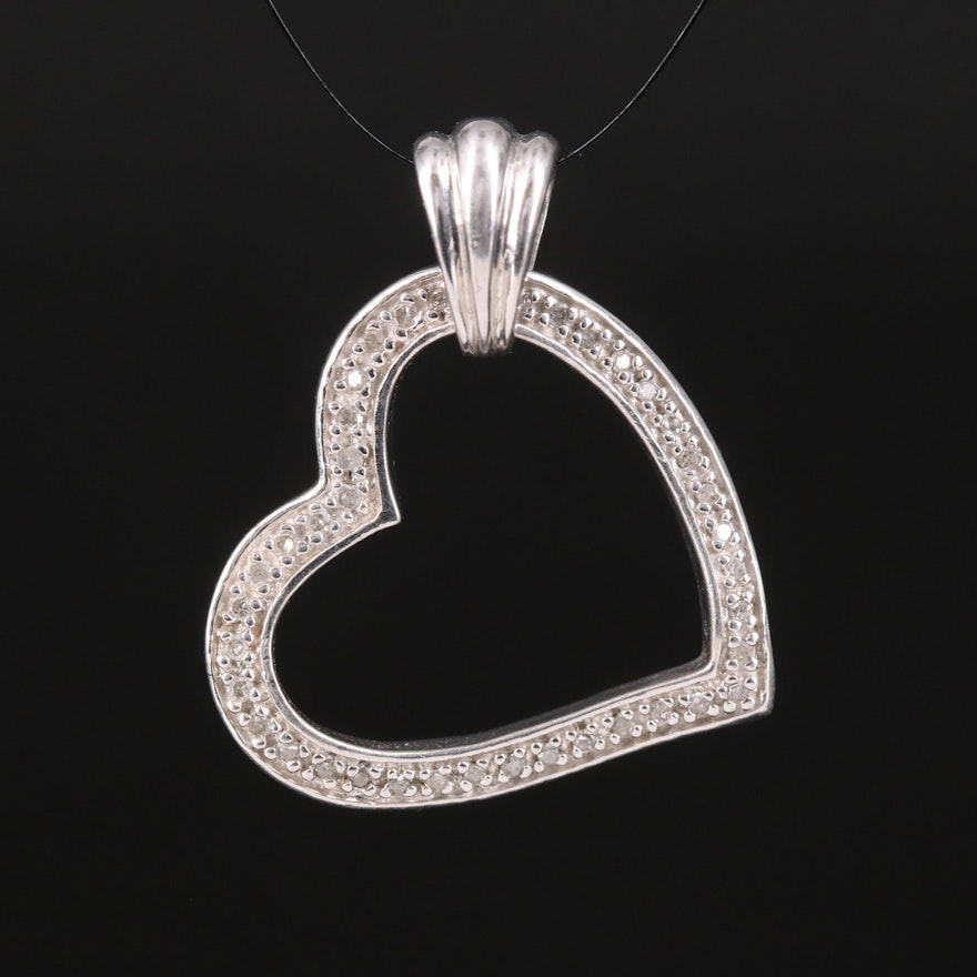 Sterling Diamond Heart Pendant