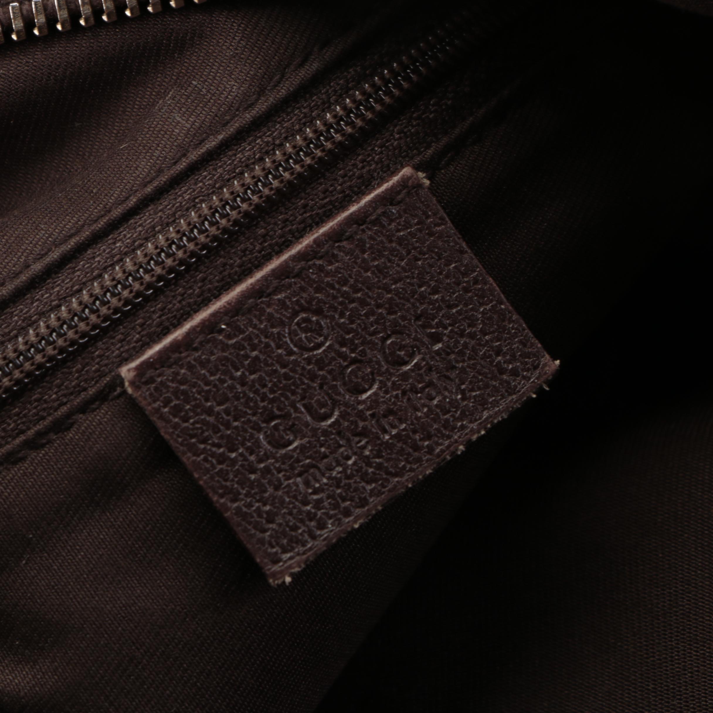 Gucci Abbey D-Ring Small Shoulder Bag in GG Canvas and Brown Leather