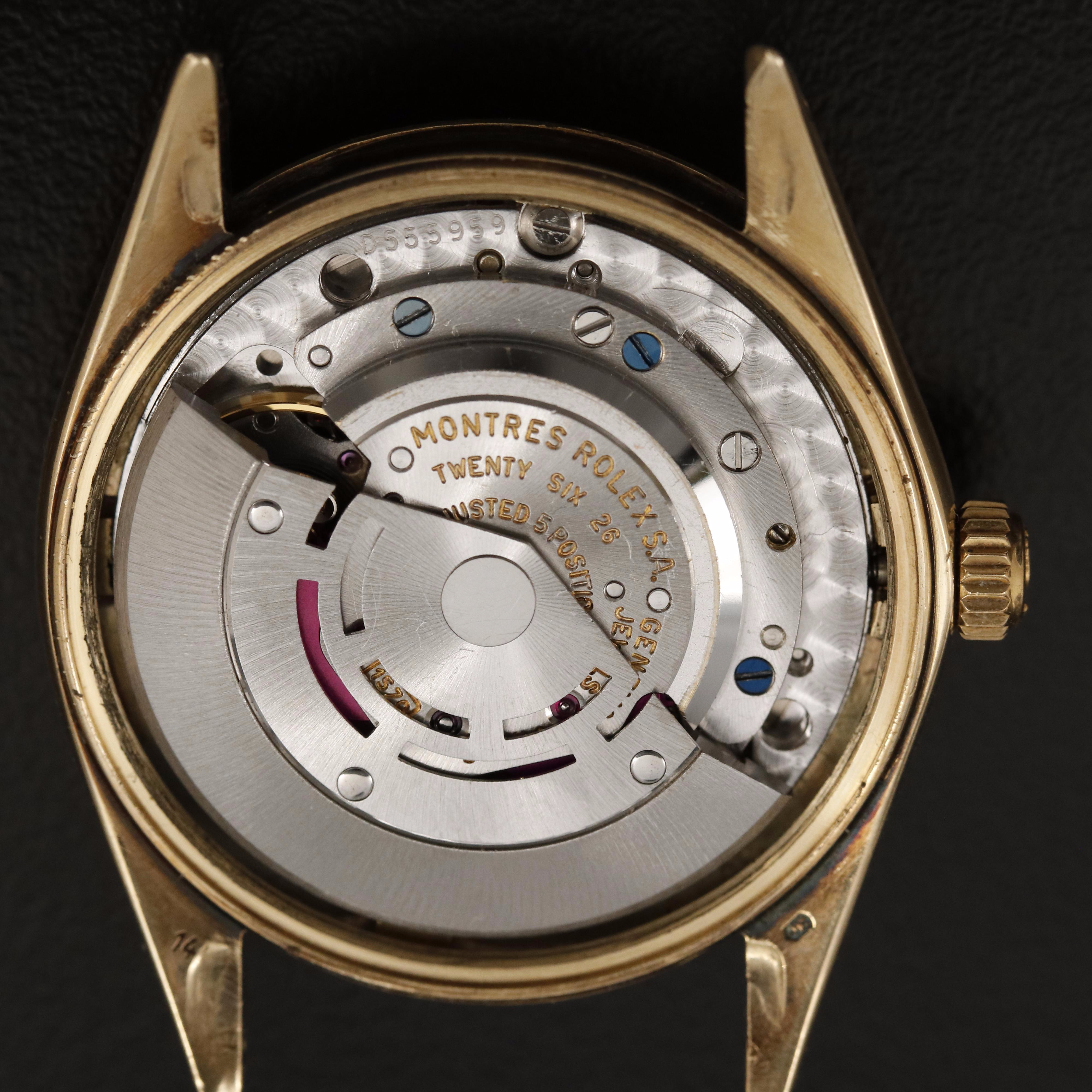 1967 Rolex 14K Oyster Perpetual Date Diamond Dial Watch