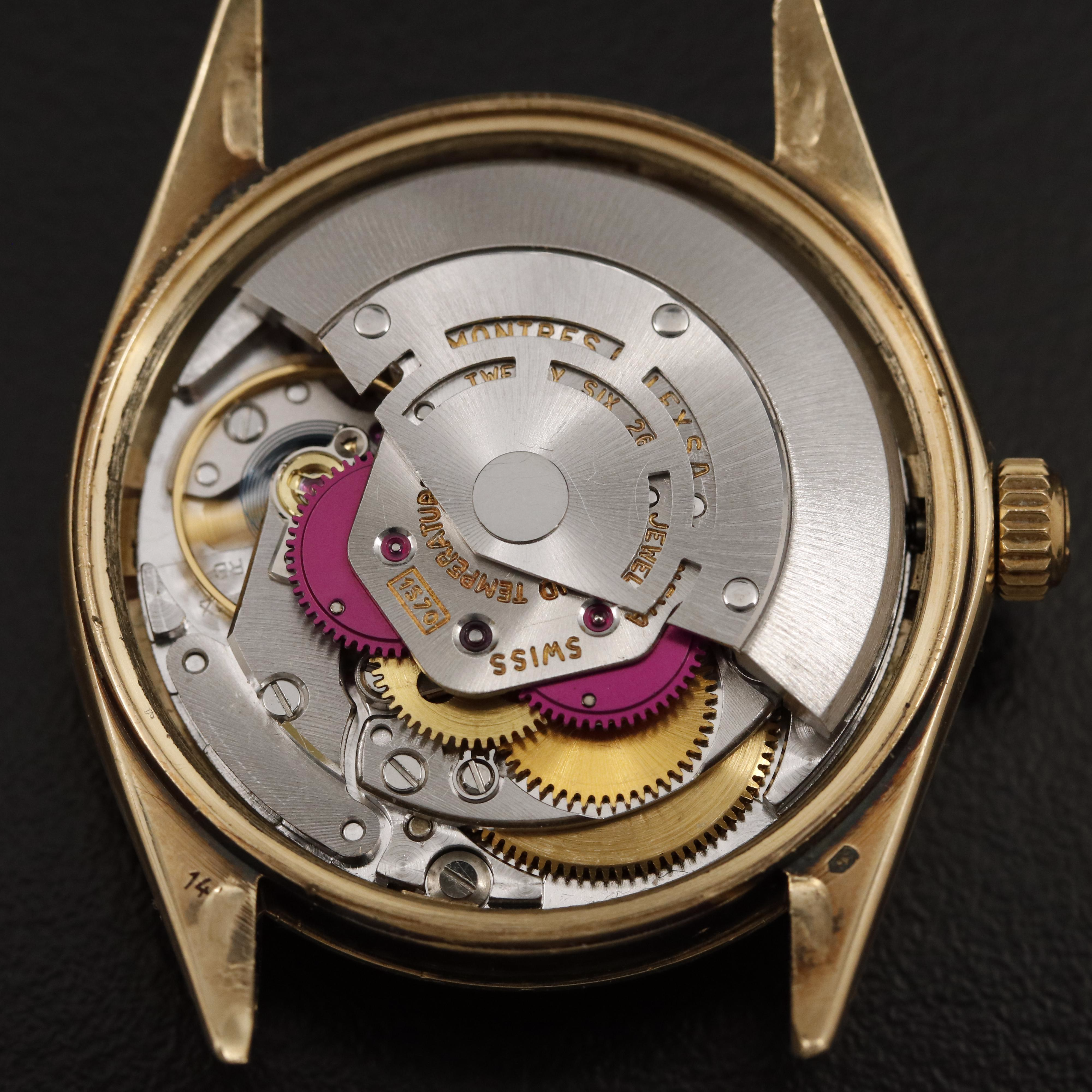 1967 Rolex 14K Oyster Perpetual Date Diamond Dial Watch