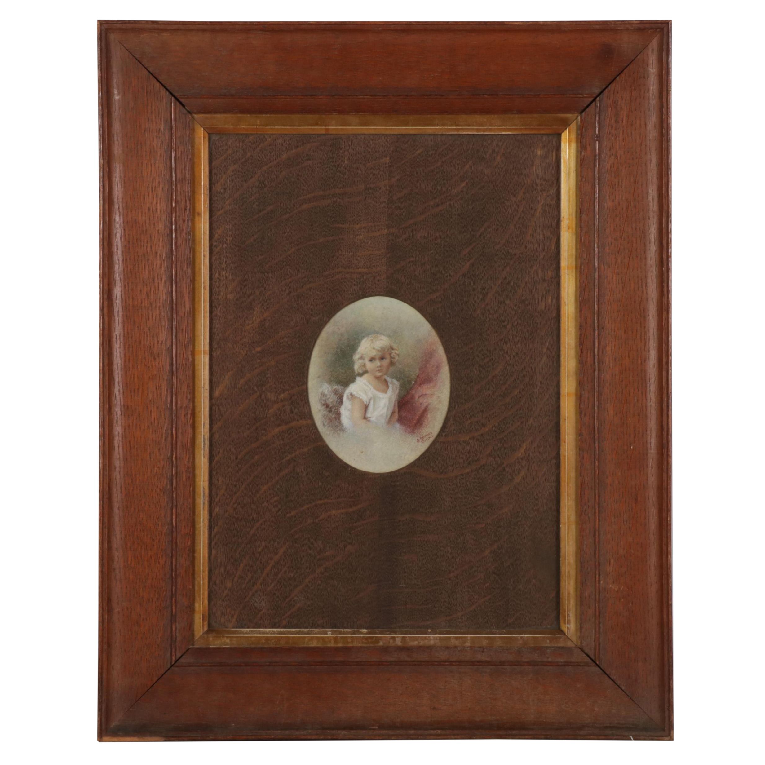 A. James Crayon Portrait of Young Child, Late 19th-Early 20th Century