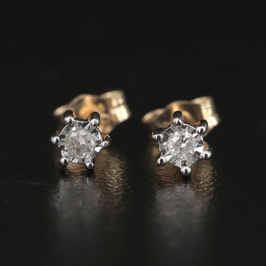 10K 0.05 CTW Diamond Illusion Set Stud Earrings