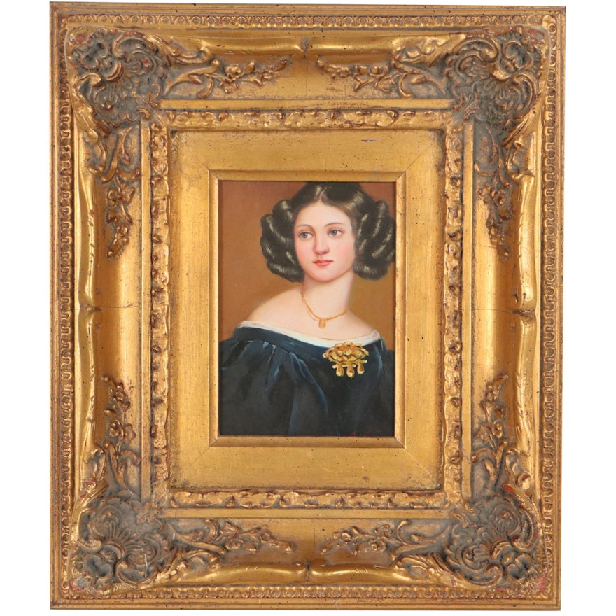 Portrait Oil Painting of Young Woman After Joseph Karl Stieler