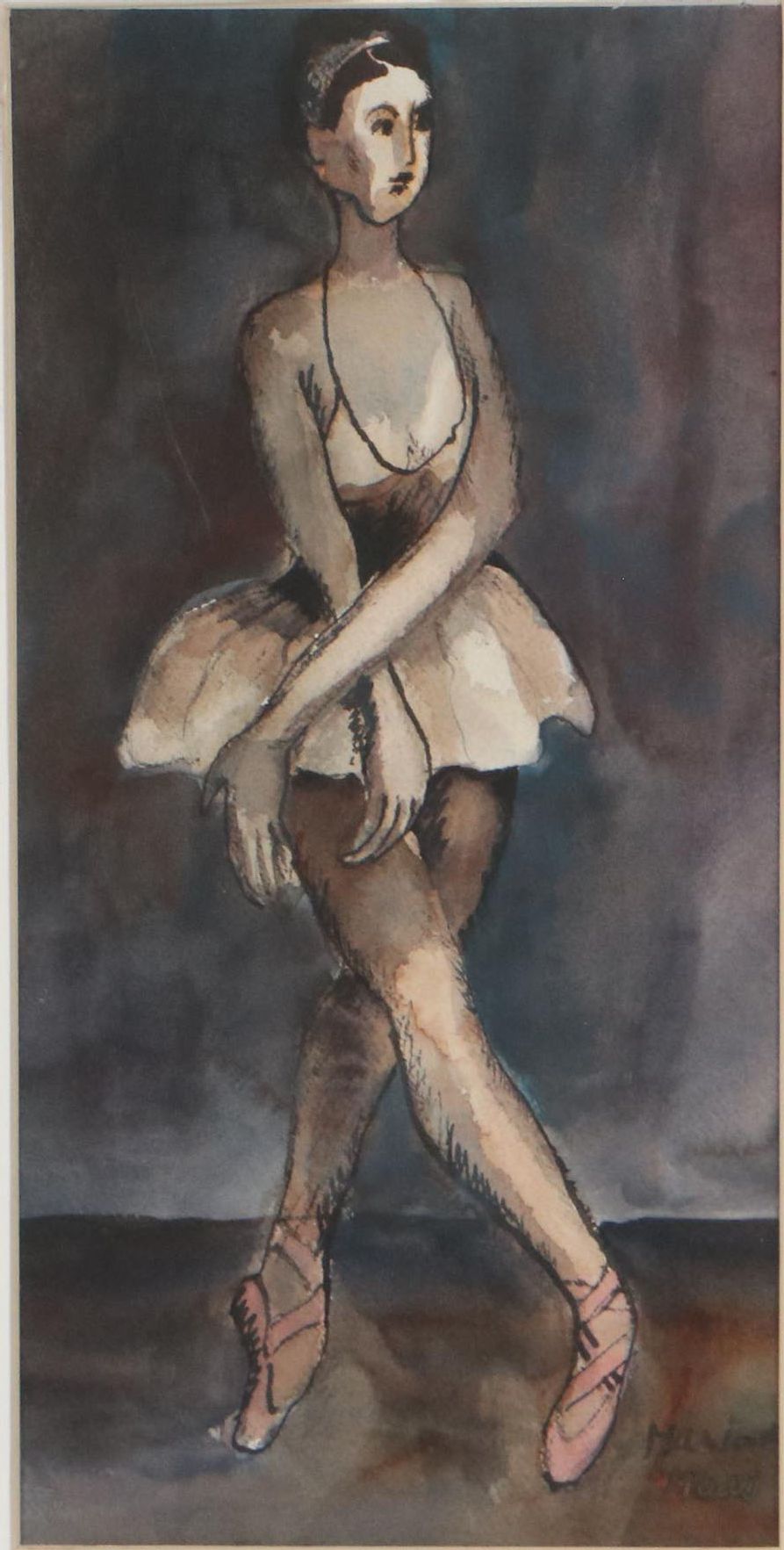 Marion Maas Watercolor Painting of Ballerina
