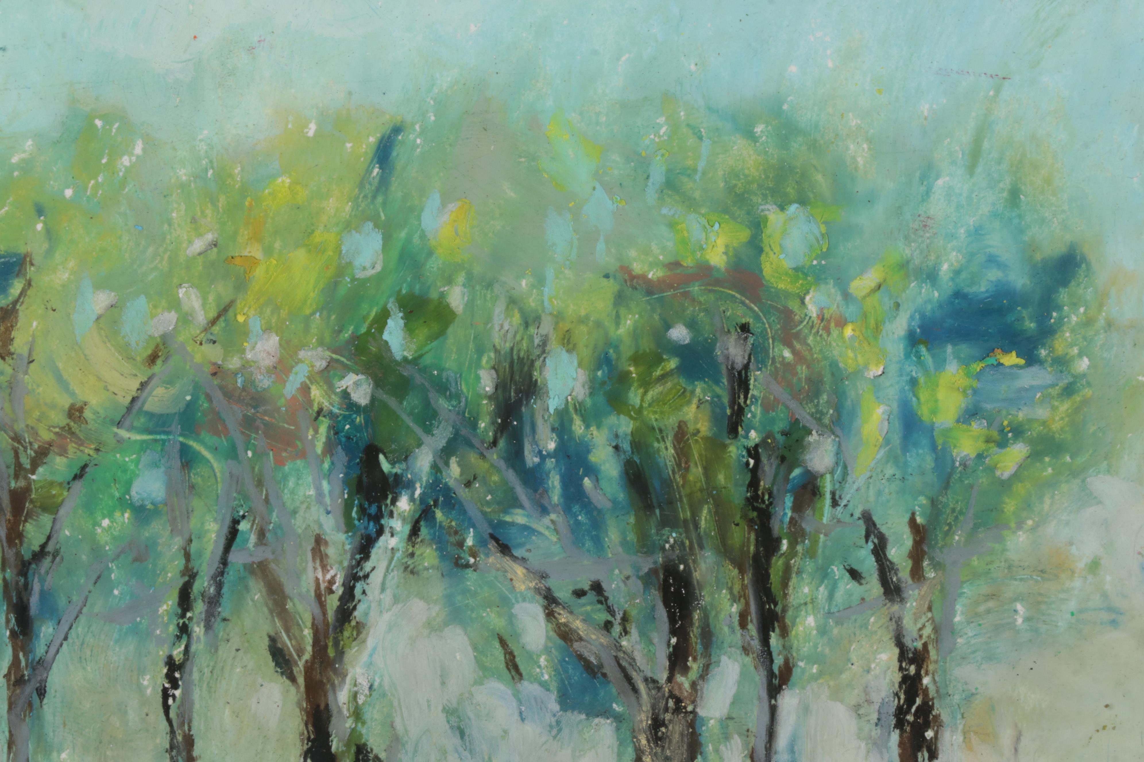 Chien Ming Su Landscape Pastel Drawings, Late 20th Century