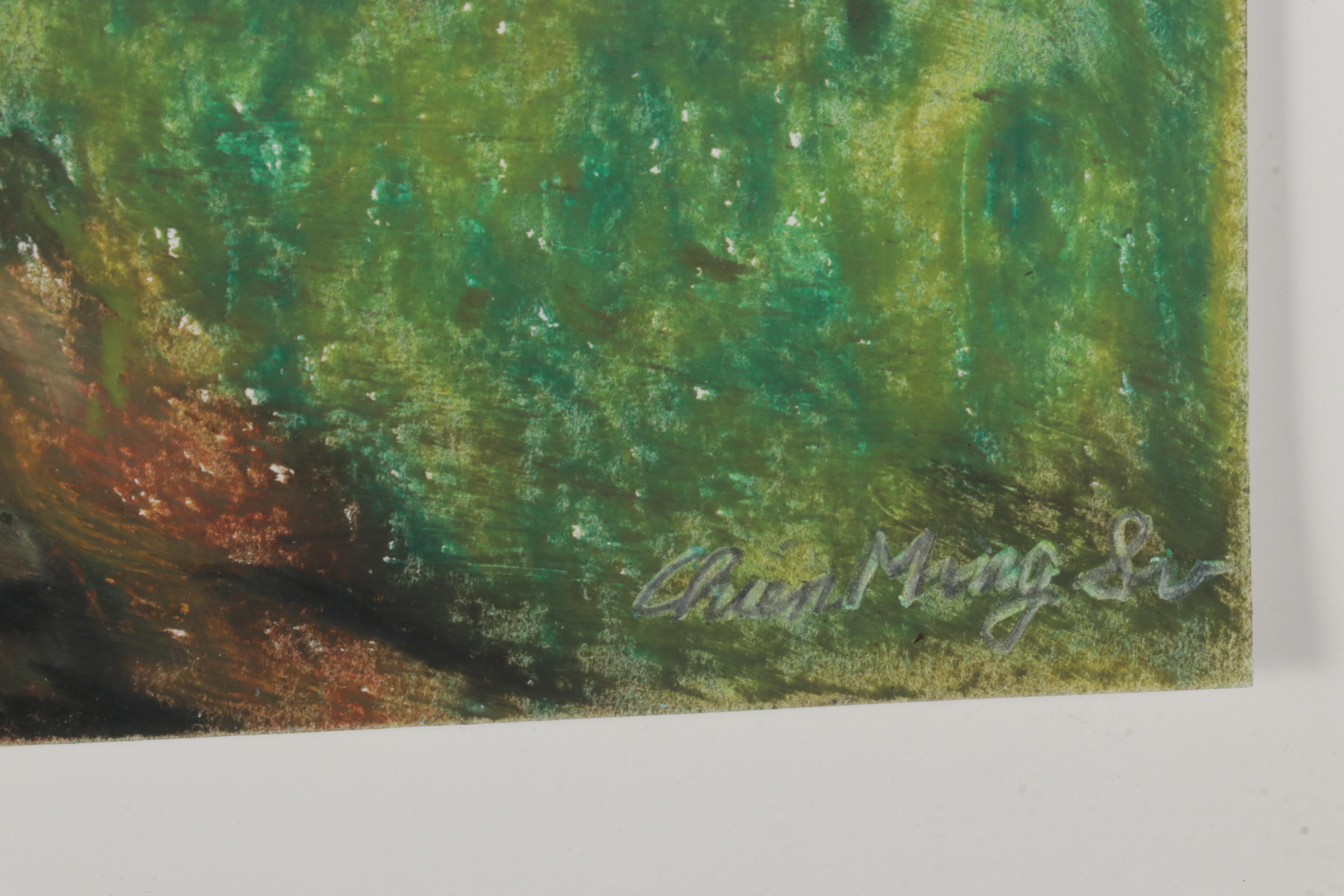 Chien Ming Su Landscape Pastel Drawings, Late 20th Century