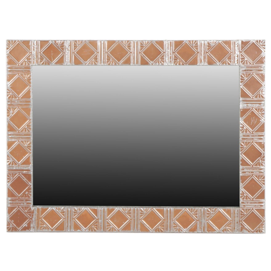 Olde Good Things Contemporary Diamond Square Pattern Metal Cased Mirror
