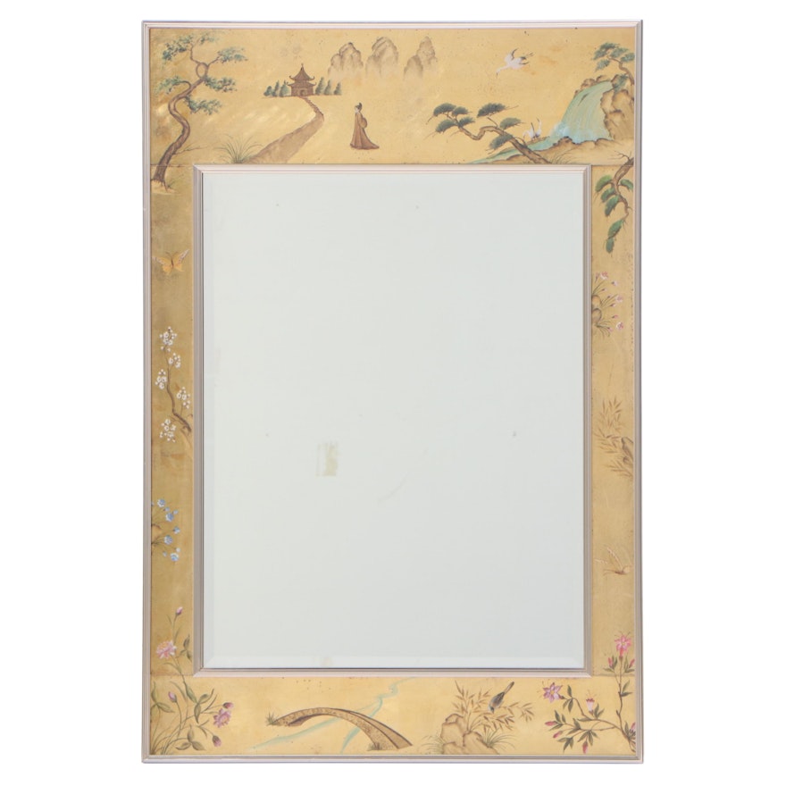 LaBarge Reverse-Painted Chinoiserie Mirror, Mid to Late 20th Century