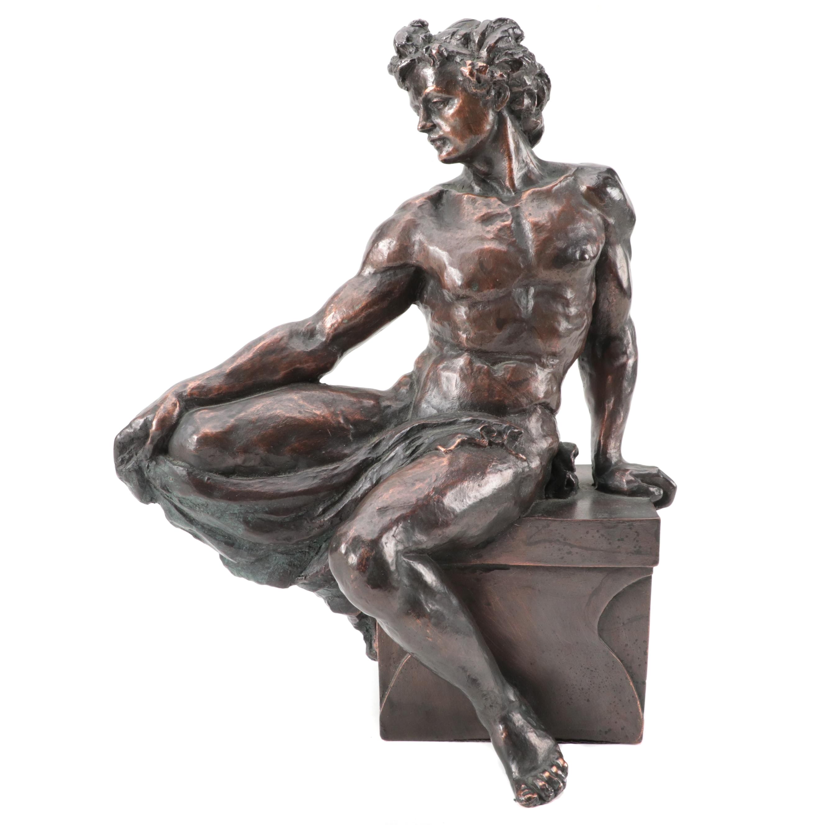 Cold Cast Bronze Sculpture In the Style of Michelangelo's "The Creation of Adam"