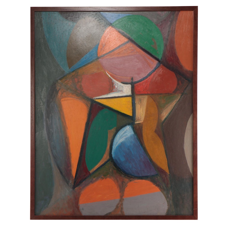 Martin Rosenthal Double-Sided Abstract Figural Oil Painting, Circa 1960