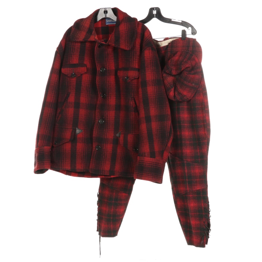 Sportclad Plaid Wool Jacket and Pant Set with Matching Hat