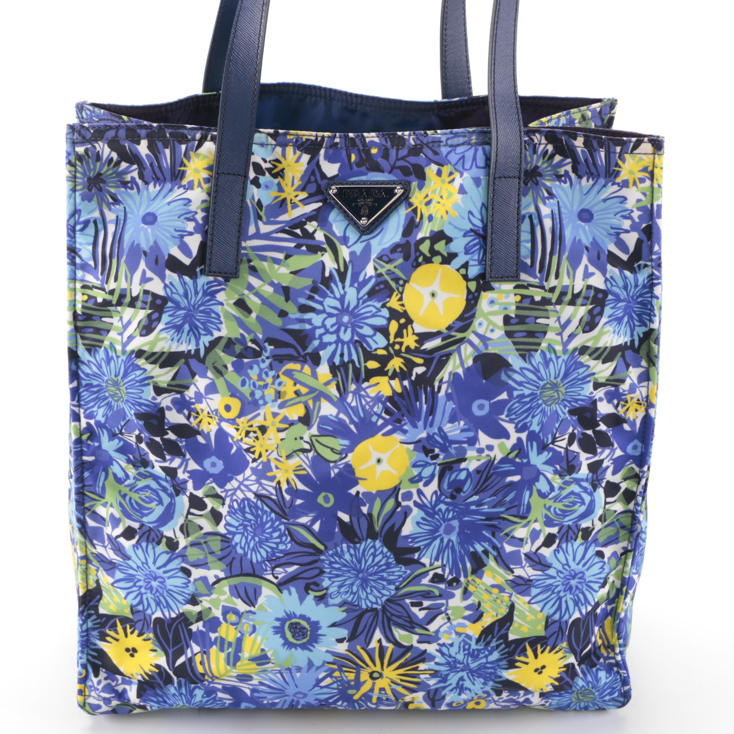 Prada Tall Tote in Floral Tessuto Stampato Nylon