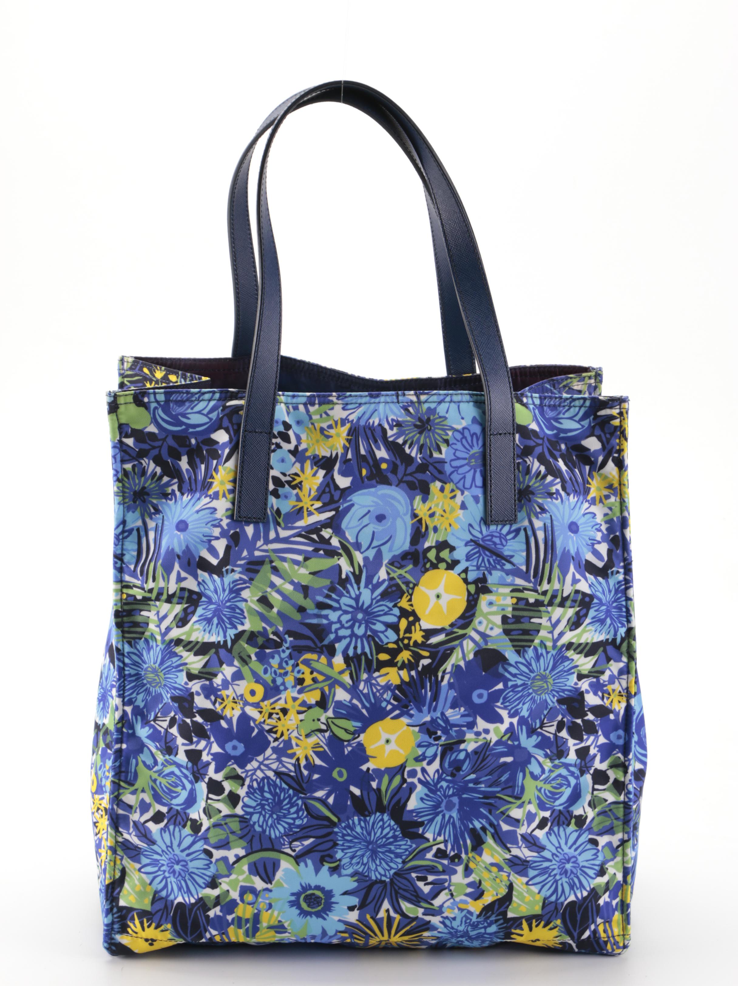 Prada Tall Tote in Floral Tessuto Stampato Nylon