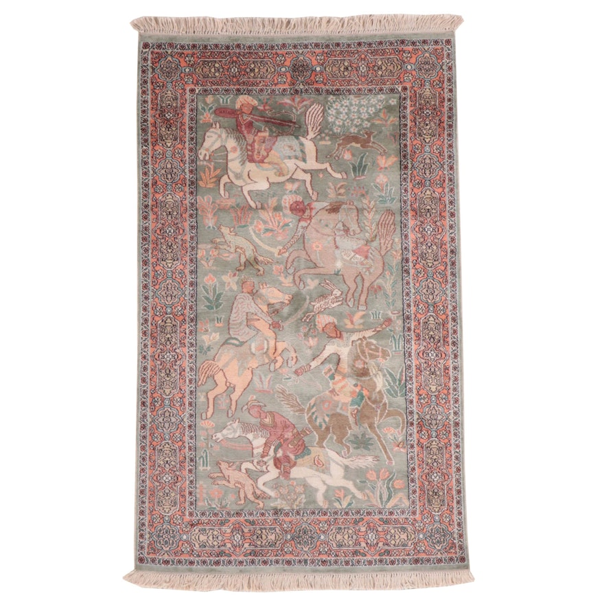 3' x 5'1 Hand-Knotted Persian Tabriz Pictorial Area Rug