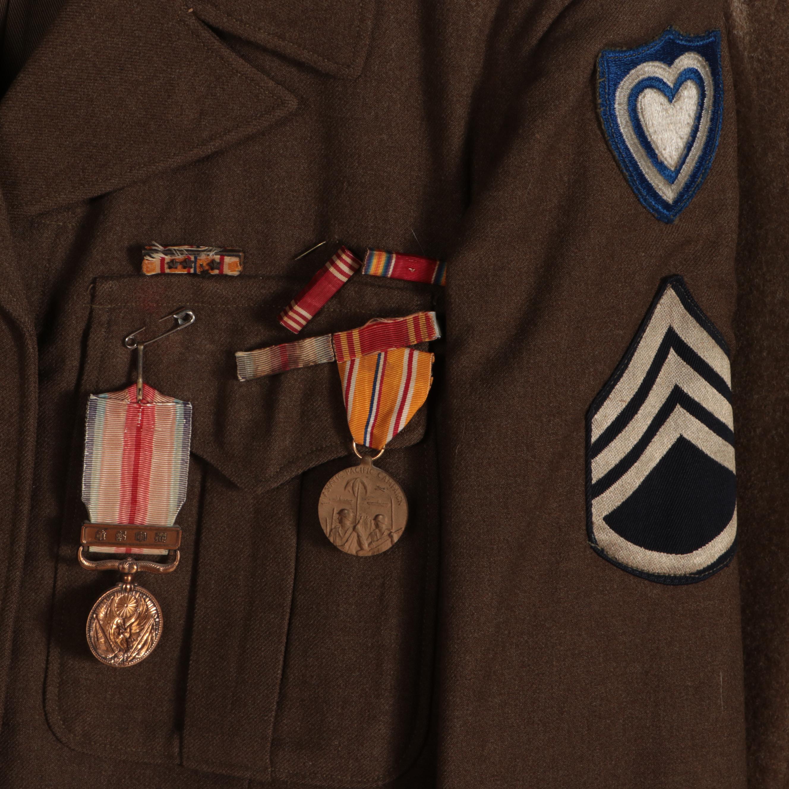 WWII Era U.S. Army Olive Green Wool Dress Service Uniform