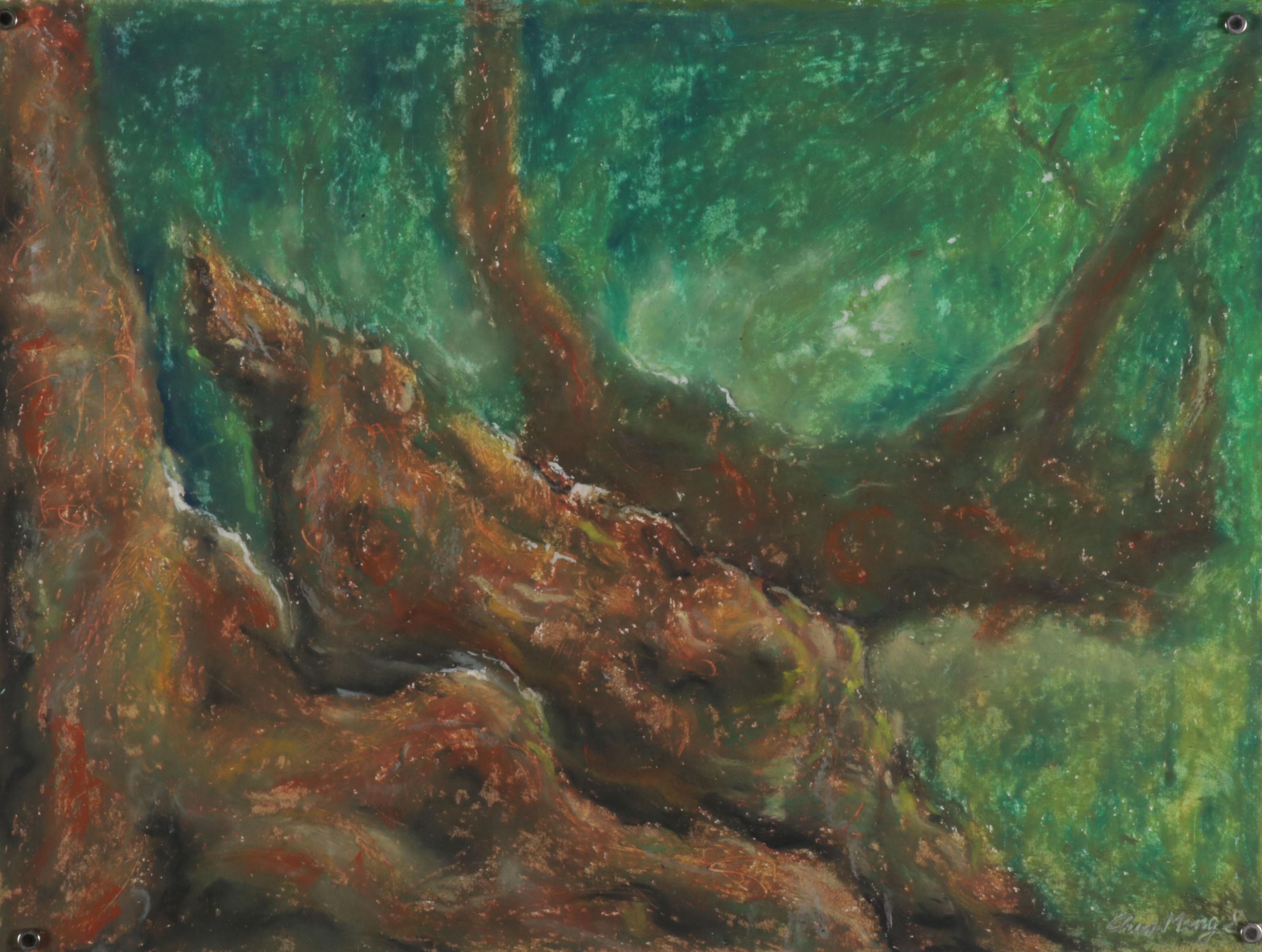 Chien Ming Su Landscape Pastel Drawings, Late 20th Century