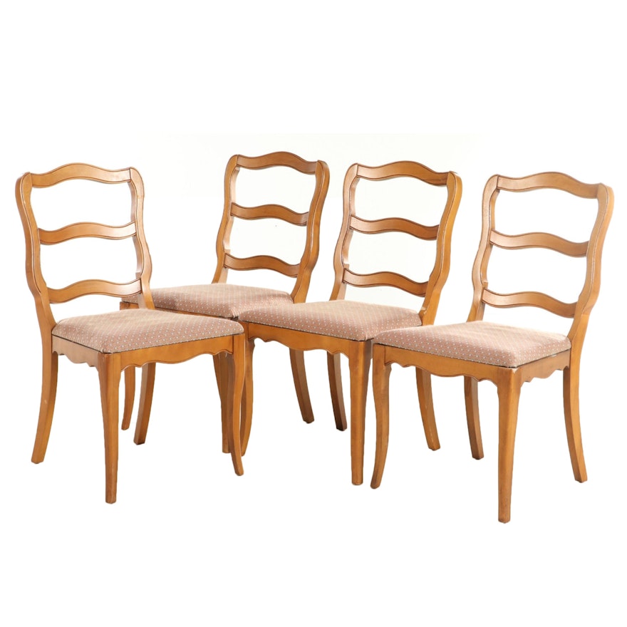 Four French Provincial Style Ladderback Dining Chairs