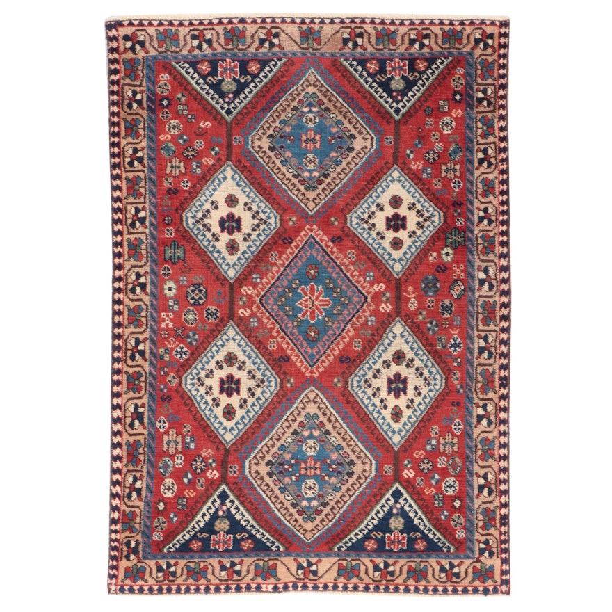 3'4 x 4'9 Hand-Knotted Persian Yalameh Accent Rug